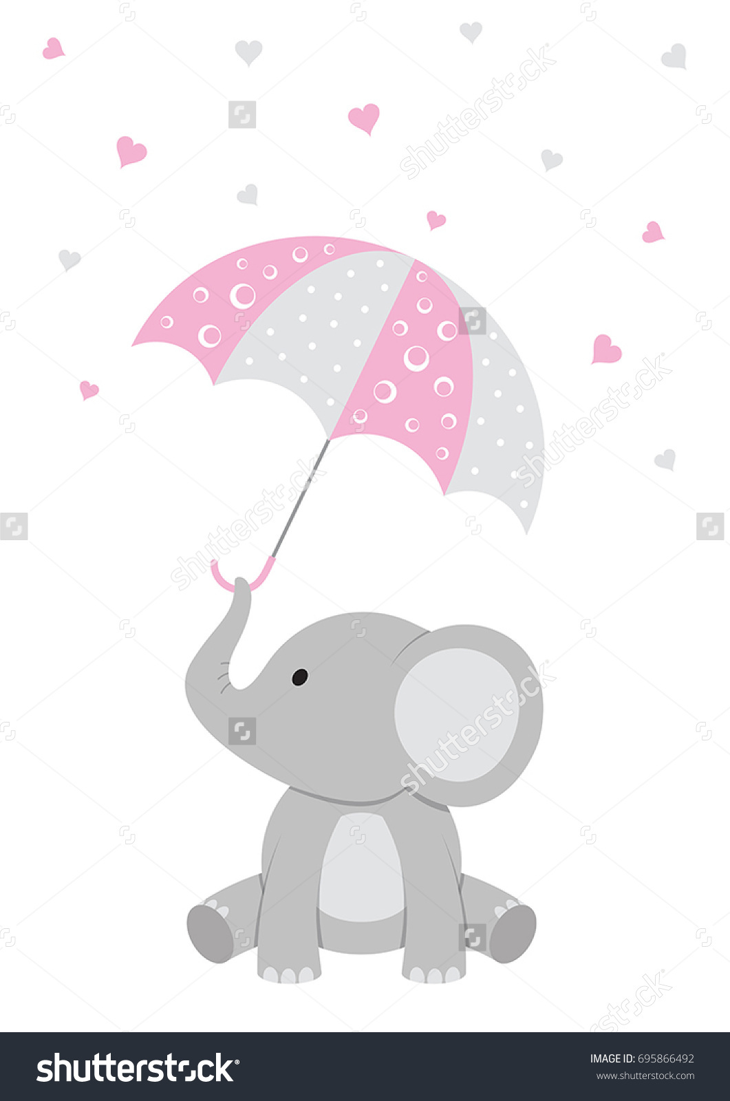 Baby Shower Illustration Baby Elephant Pink Stock Vector Royalty Free