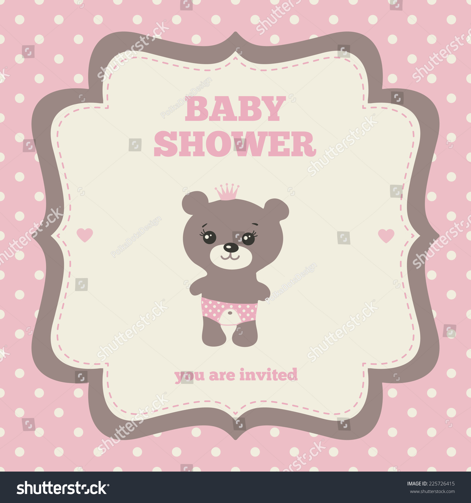 Baby Shower Invitation Template Pink Brown Stock Vector (Royalty Free ...