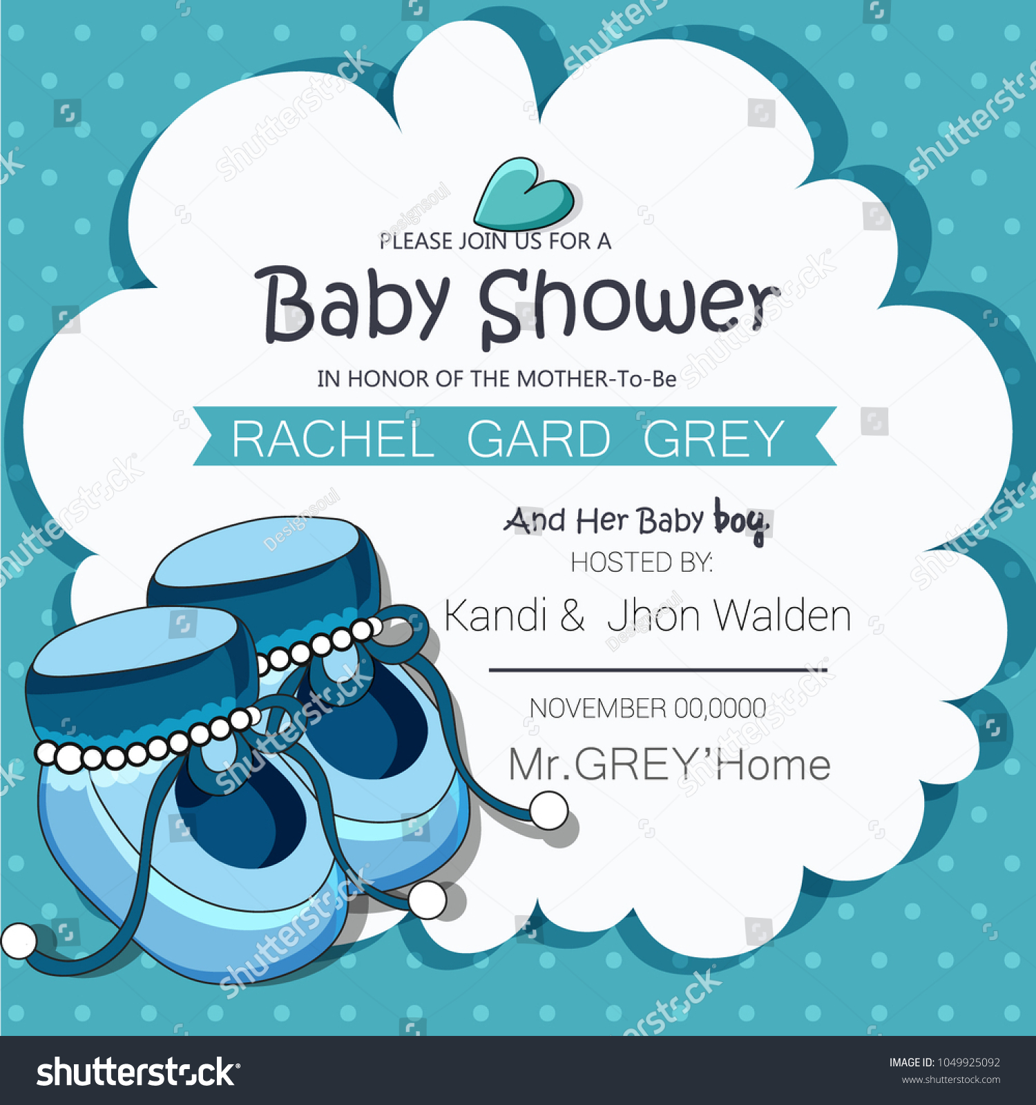 Baby Shower Invitation Template Baby Shoes Stock Vector (Royalty Stock Vector Baby Shower Invitation Template With Baby Shoes 1049925092 Baby Shower Invitation Template Shoes 1049925092