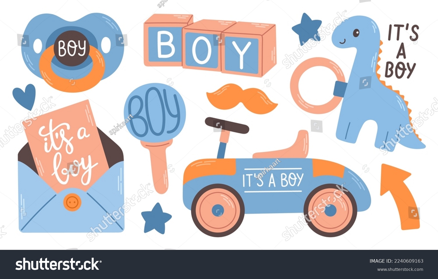 SVG of Baby shower Its a boy. Vector illustration for baby boy shower and baby items. svg