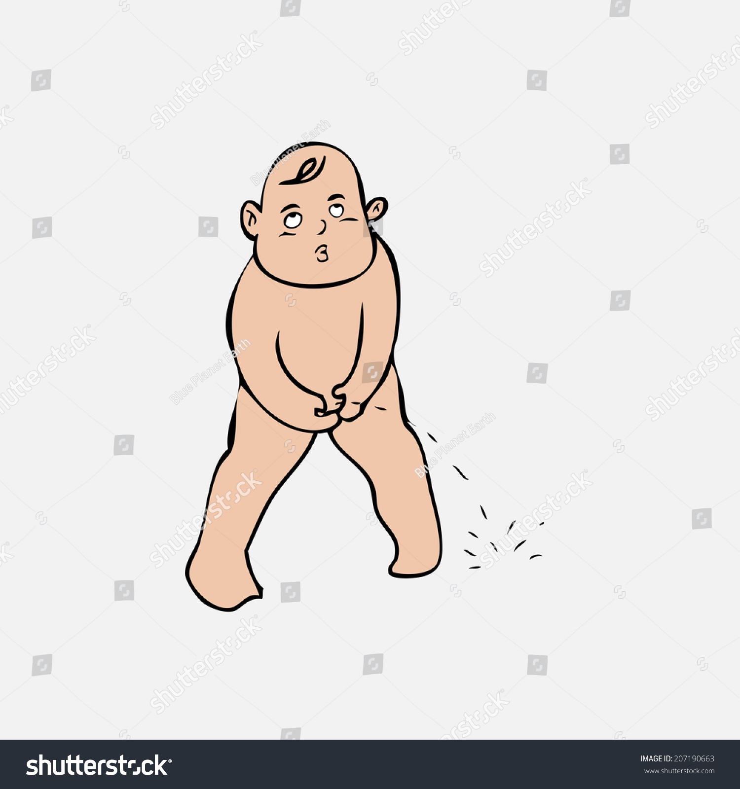 Baby Stands And Pees On Floor Stock Vector Illustration 207190663 ...