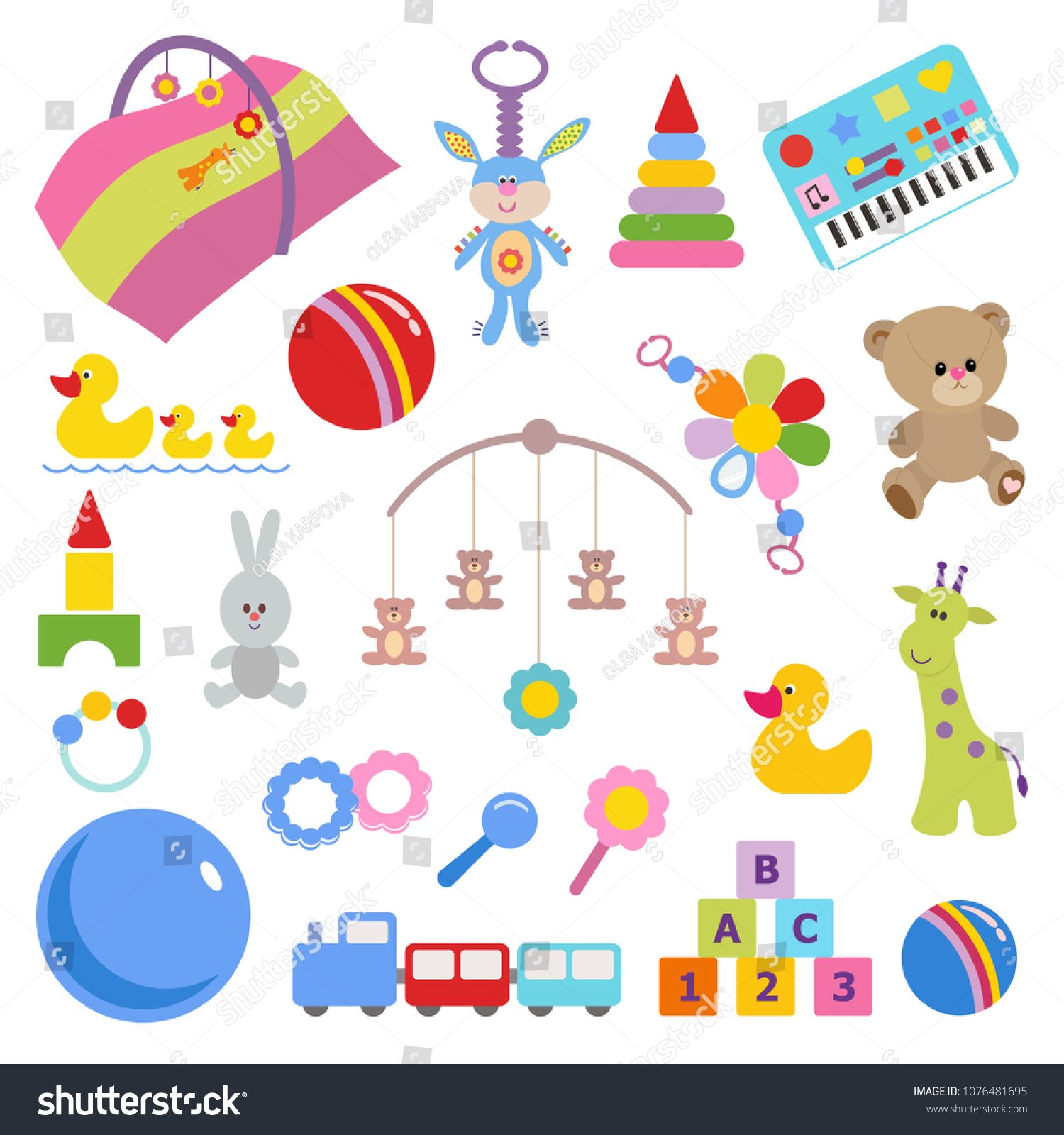 Baby Toys Set Big Collection Cartoon Stock Vector Royalty Free