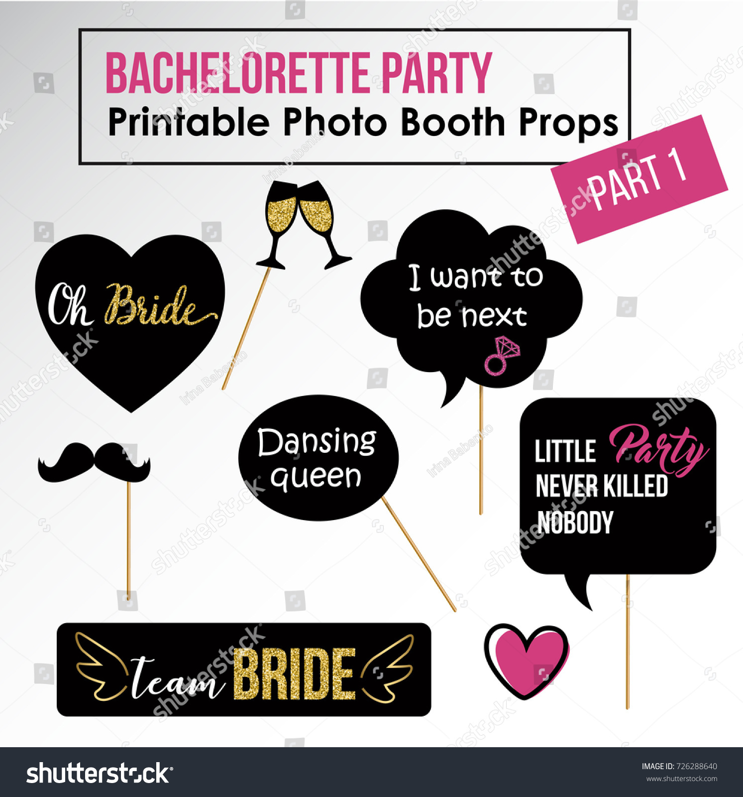 bachelorette party photo booth props printable