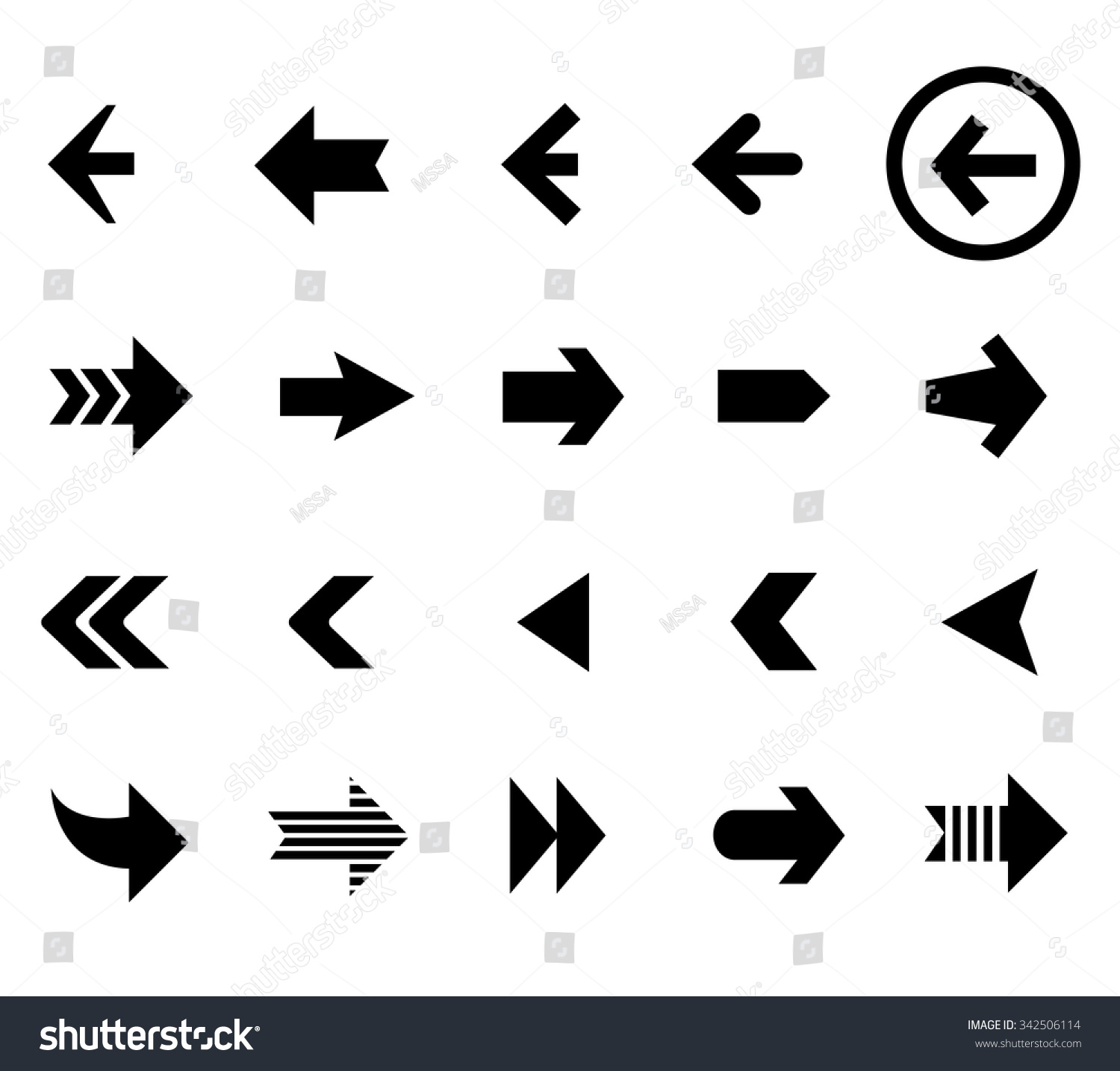 Back And Next Arrow Icons Vector Set. Button Flat, Interface Cursor ...