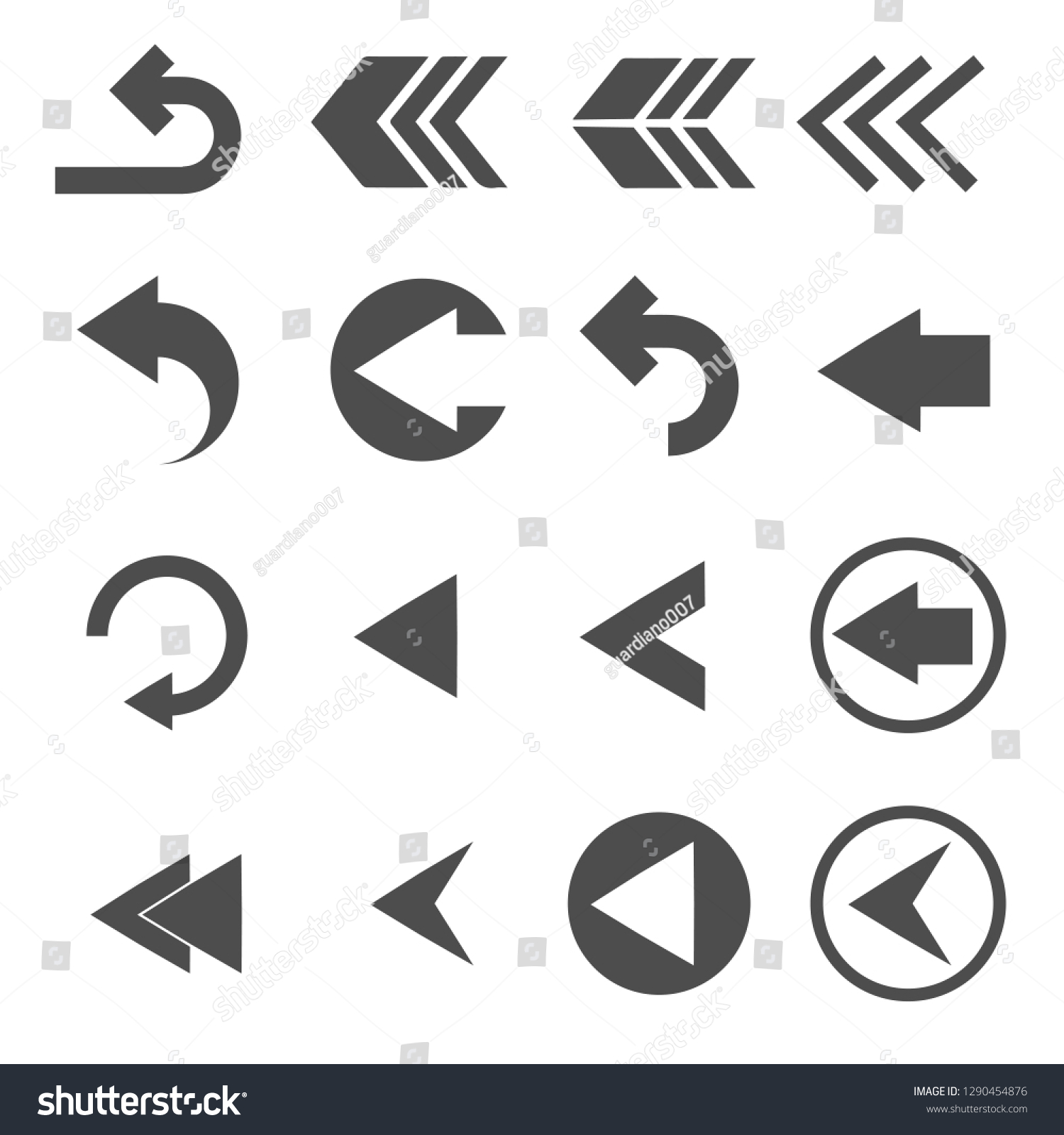 Back Arrow Sign Icons Set Vector Stock Vector (Royalty Free) 1290454876