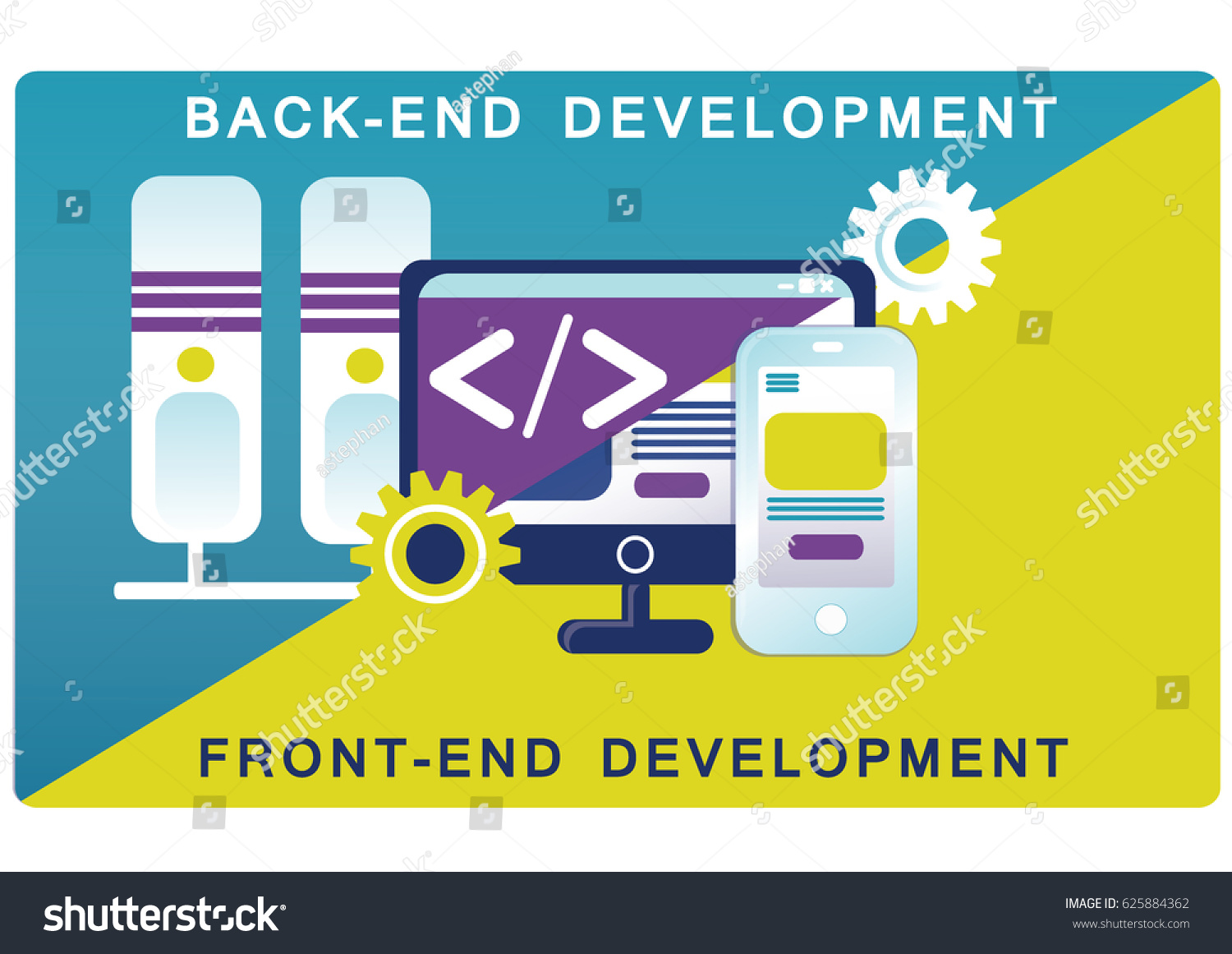 Backend Frontend Development Vector Illustration: เวกเตอร์สต็อก (ปลอด ...