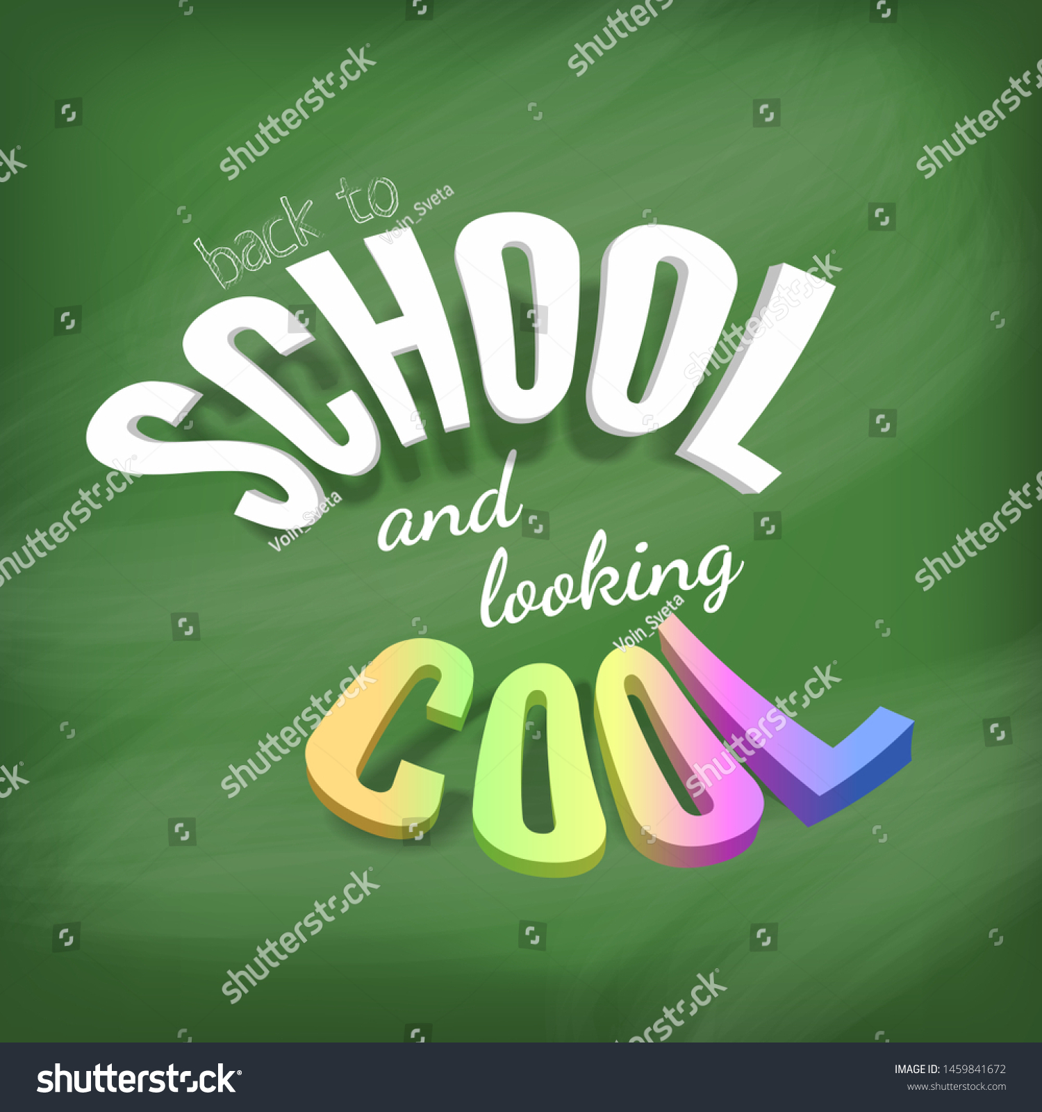 Back School Looking Cool Banner Green Stock Vector Royalty Free