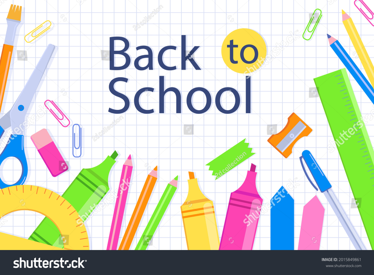 Back School Background Welcome Kids Template Stock Vector (Royalty Free ...