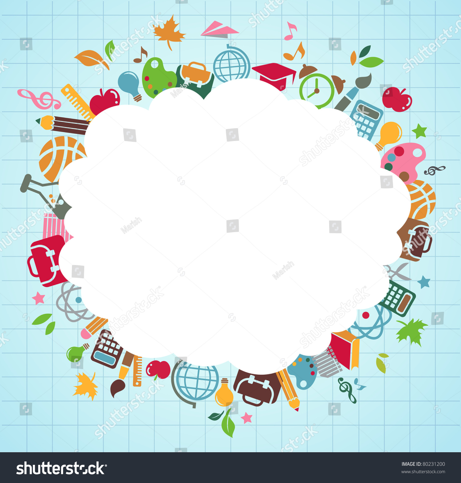 Back School Background Education Icons Stock Vector 80231200