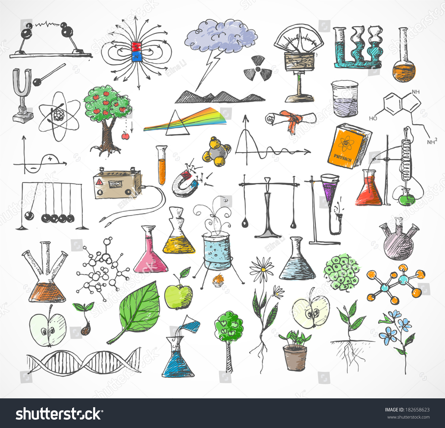 Back School Big Doodles Set Physics Stock Vector 182658623 - Shutterstock