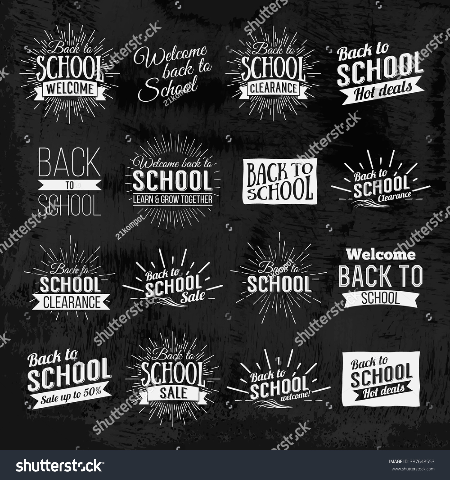 Back School Calligraphic Designs Label On Stock Vector (Royalty Free ...