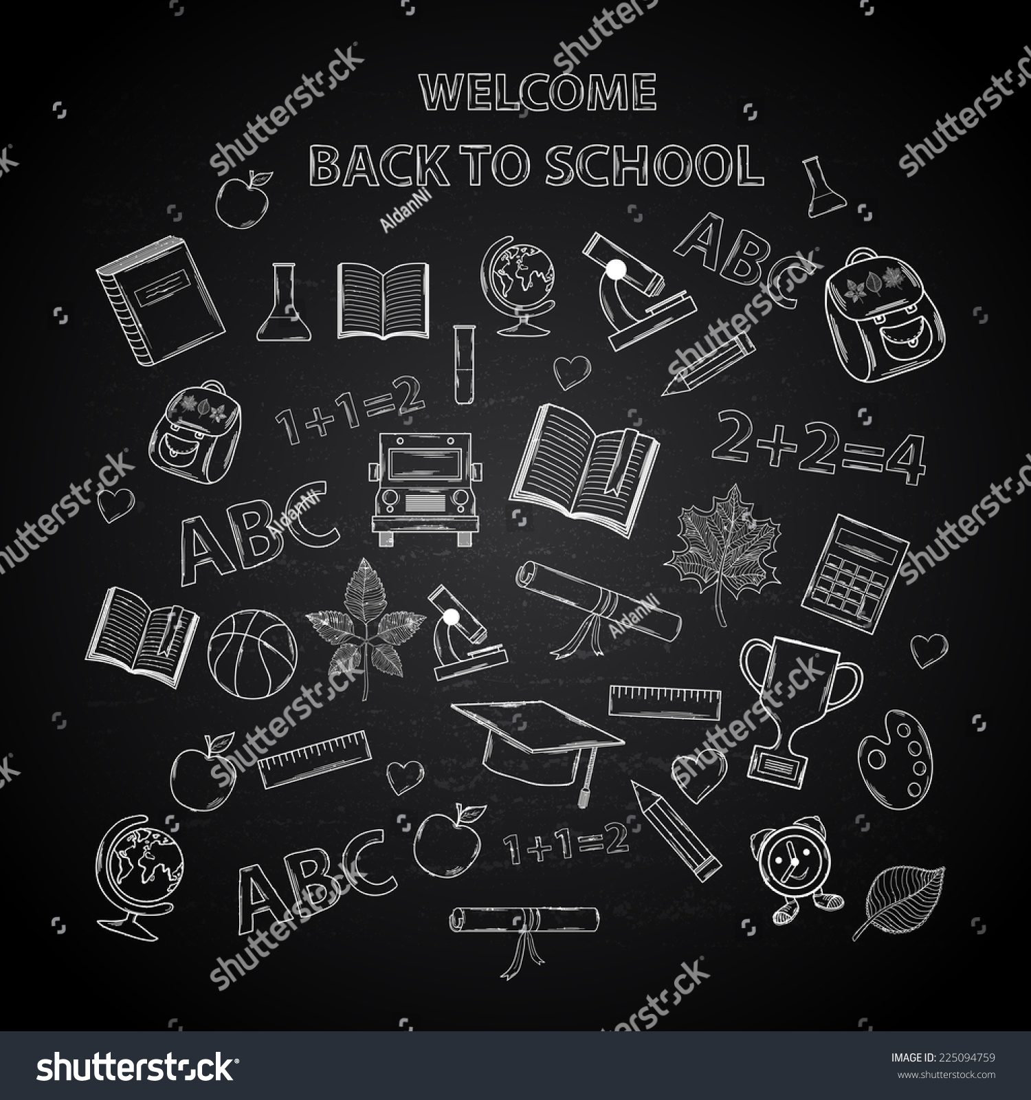 Back School Chalkboard Sketch Educationvector Stock Vector (Royalty ...