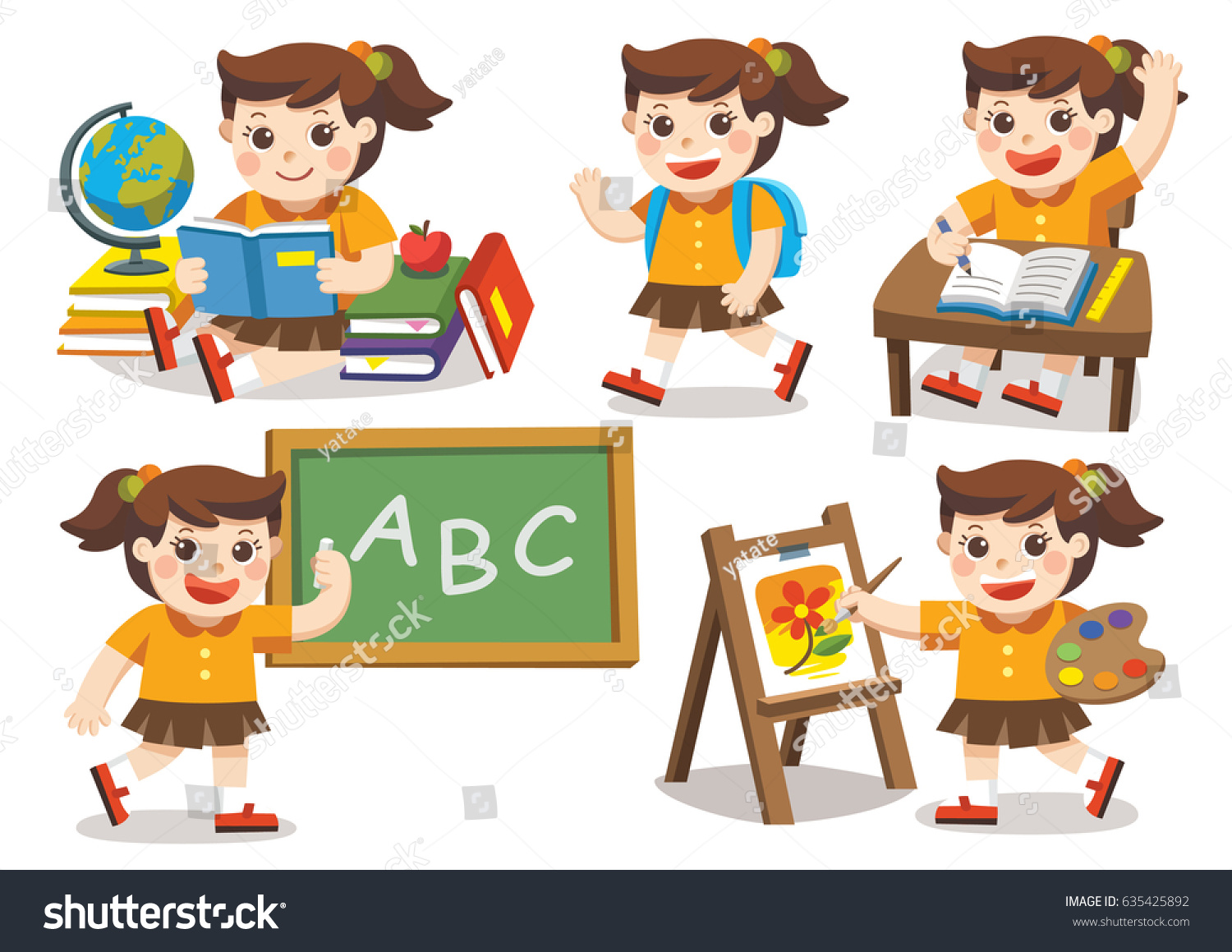 Back School Cute Children Have Fun Stock Vector Royalty Free