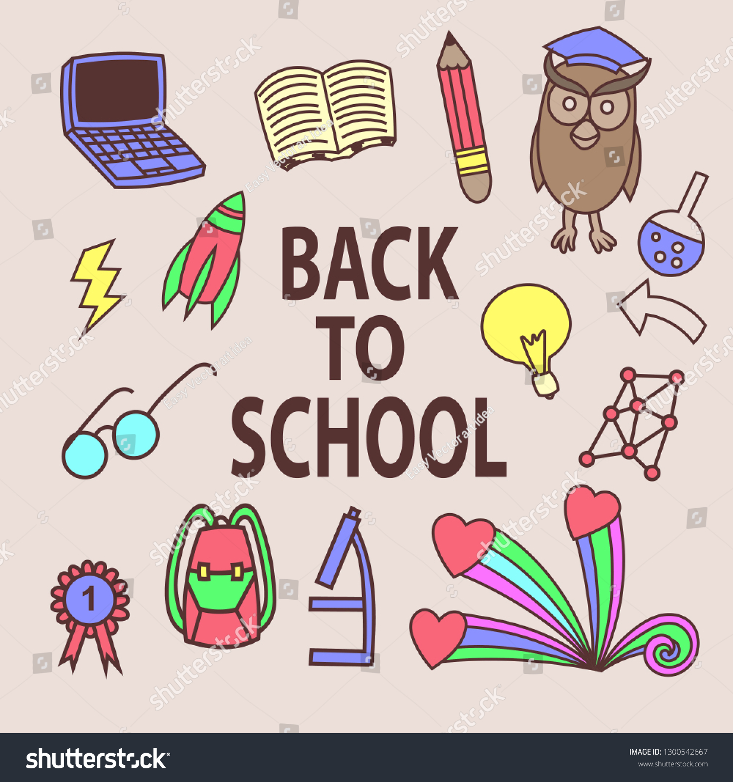 Back School Drawing Doodles Cartoon Cute Stock Vector Royalty Free