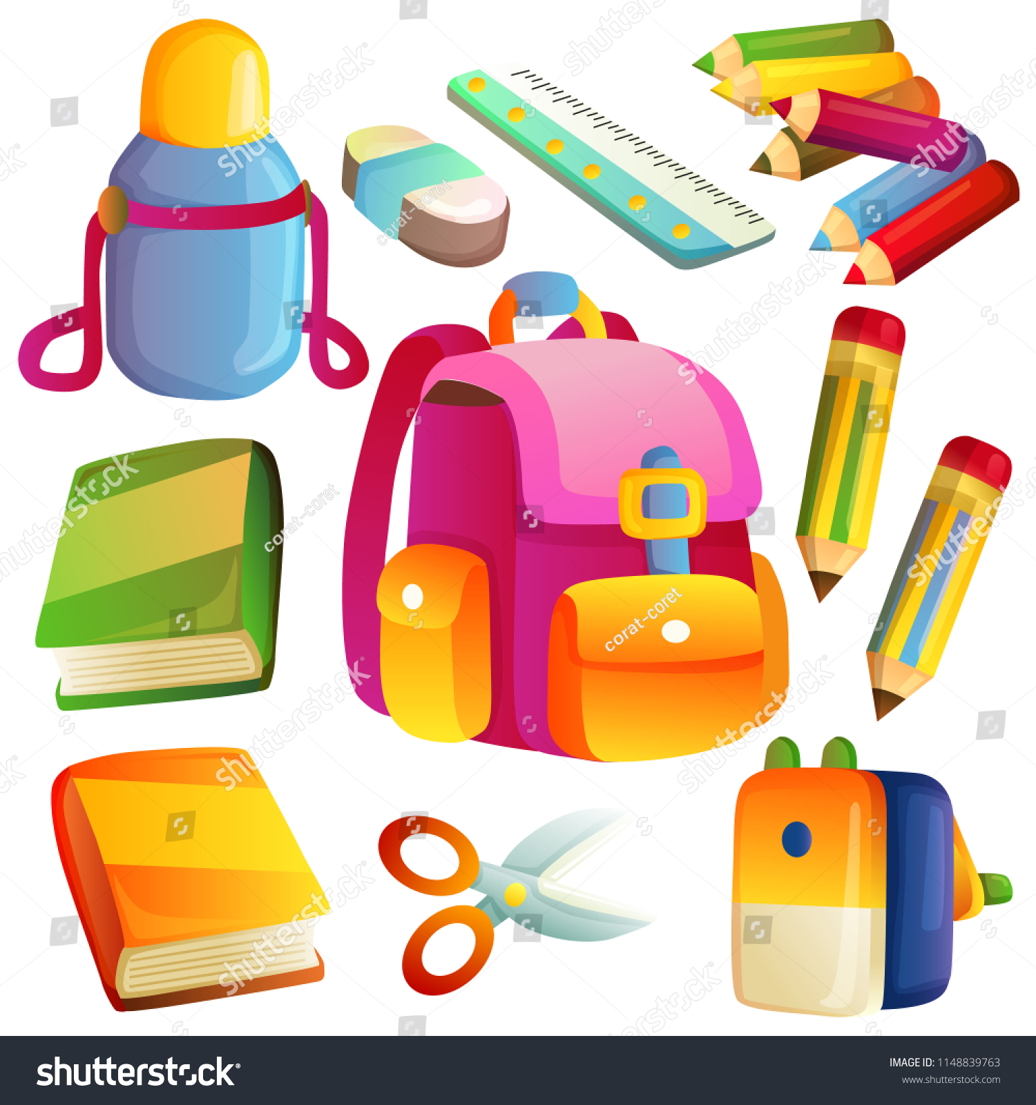 Back School Element Icon Set Stock Vector (Royalty Free) 1148839763 ...