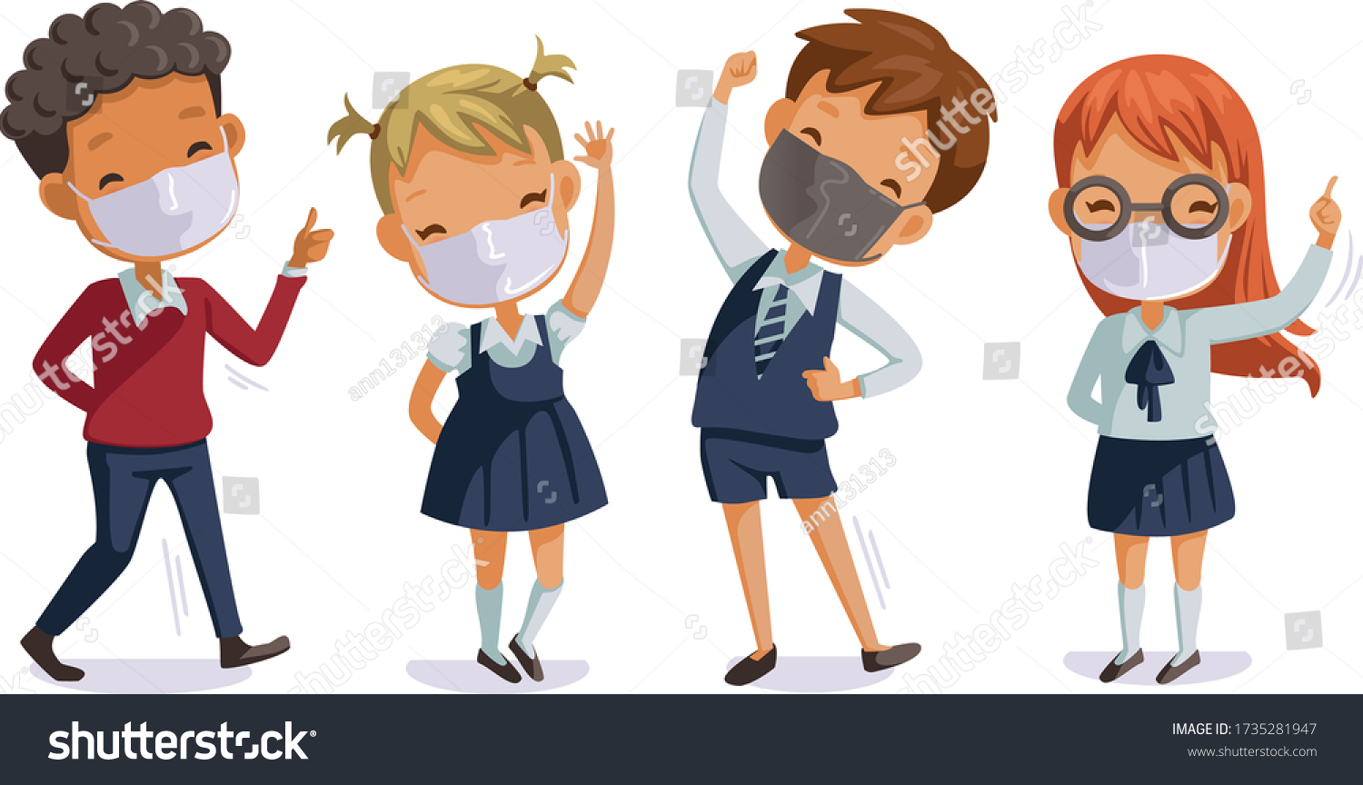 Back School New Normal Concept Children Stock Vector Royalty Free