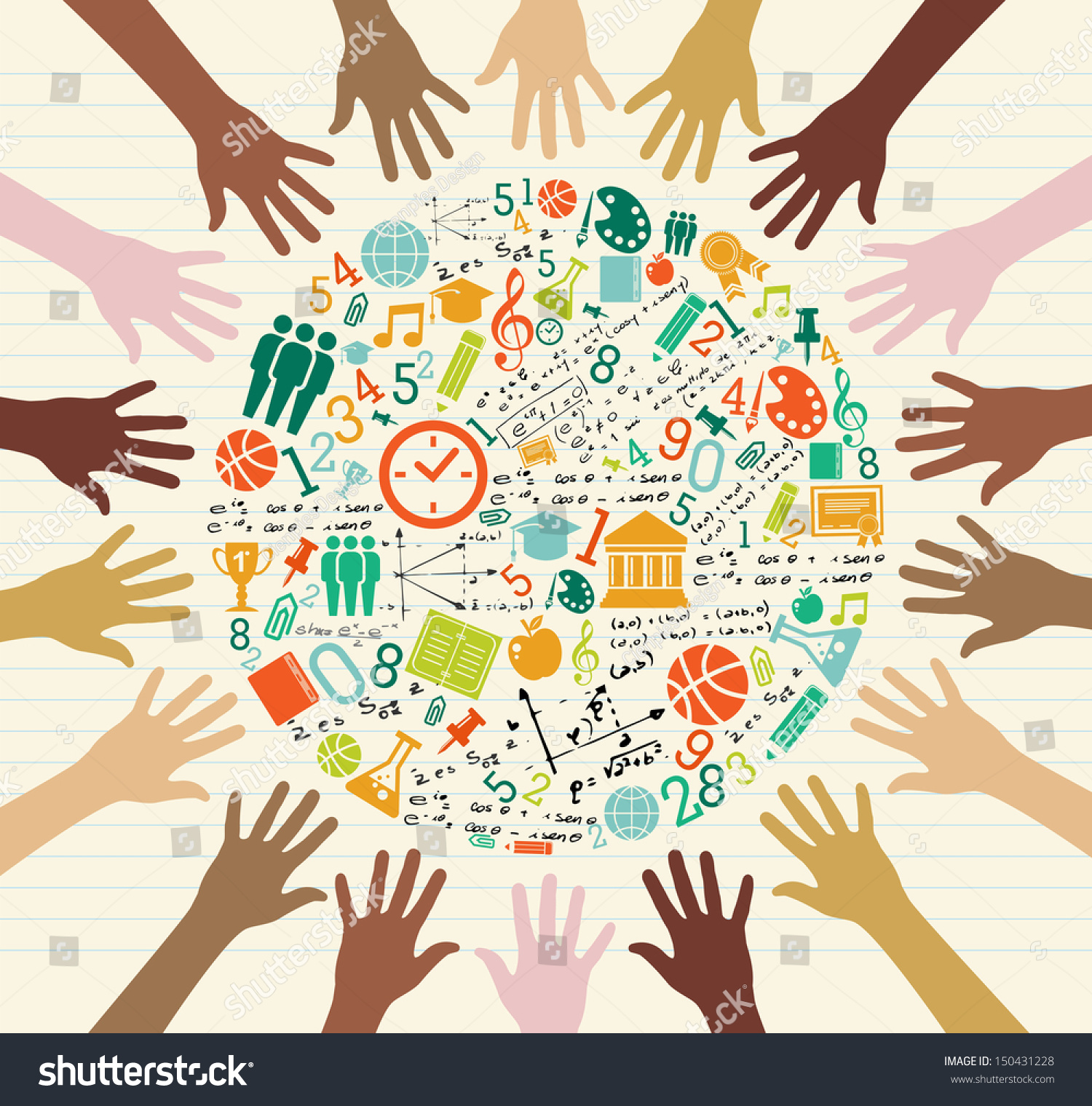 Back School Global Icons Education Diversity Stock Vector (Royalty Free)  150431228