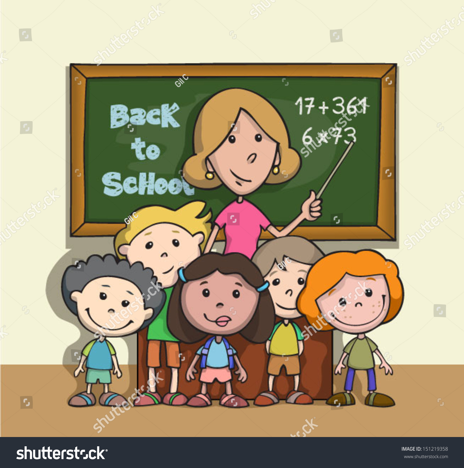 Back School Happy Children School Classroom Stock Vector 151219358 ...