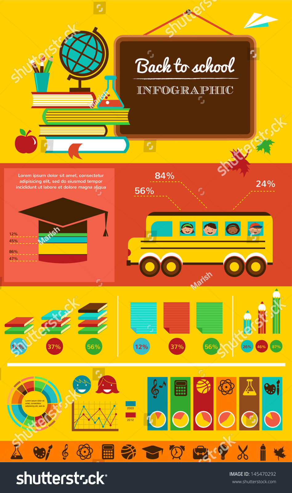 Back School Infographic Data Icons Graphic Stock Vector (royalty Free 