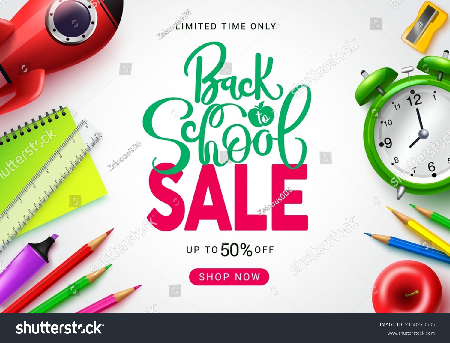 Back School Sale Vector Background Design Stock Vector (Royalty Free ...