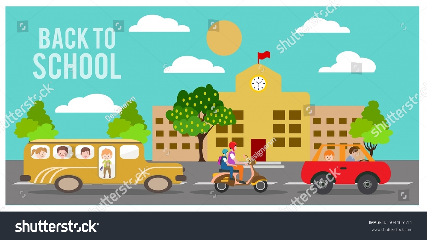 back school theme various transportation design stock vector school theme