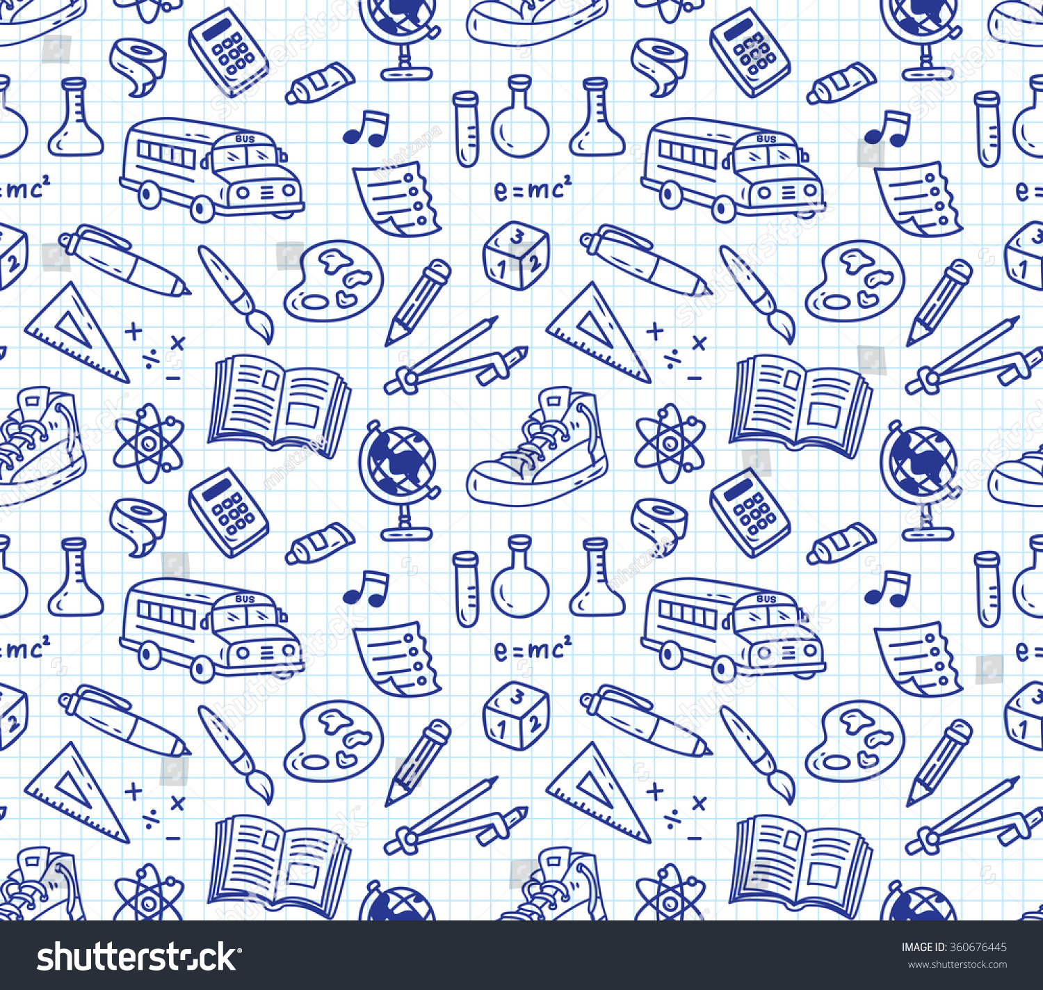 Back To School Themed Doodle Seamless Background Stock Vector 360676445 ...