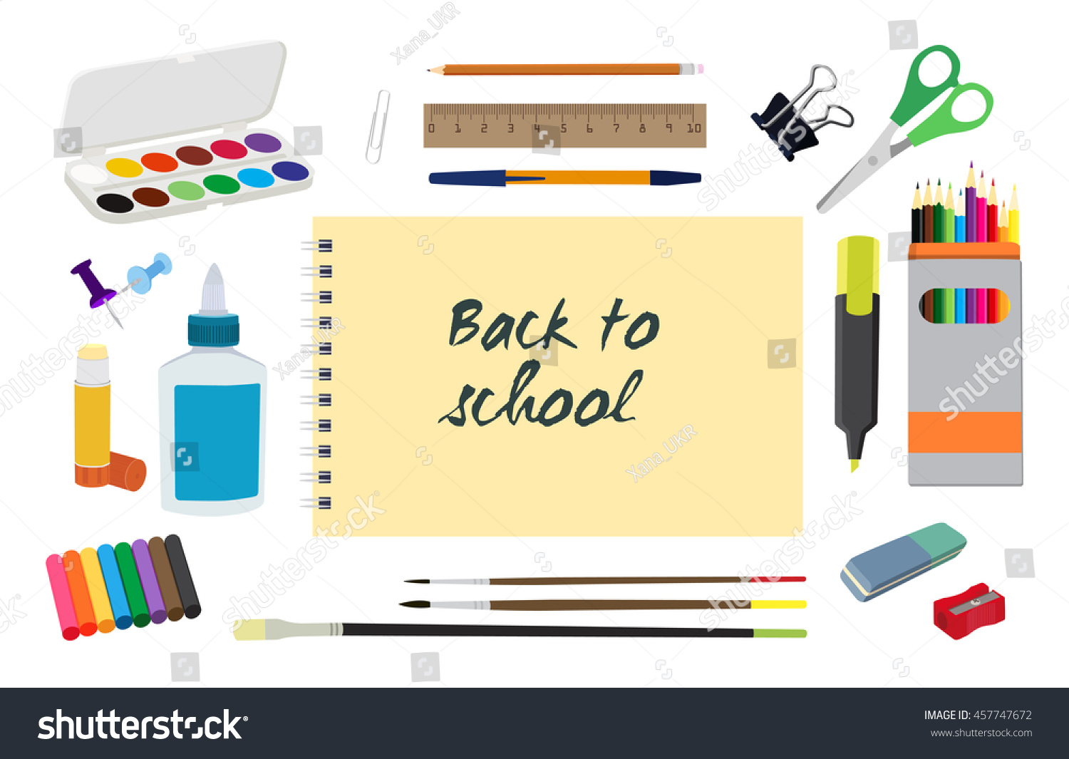 Back School Vector Background Template School Stock Vector (royalty 