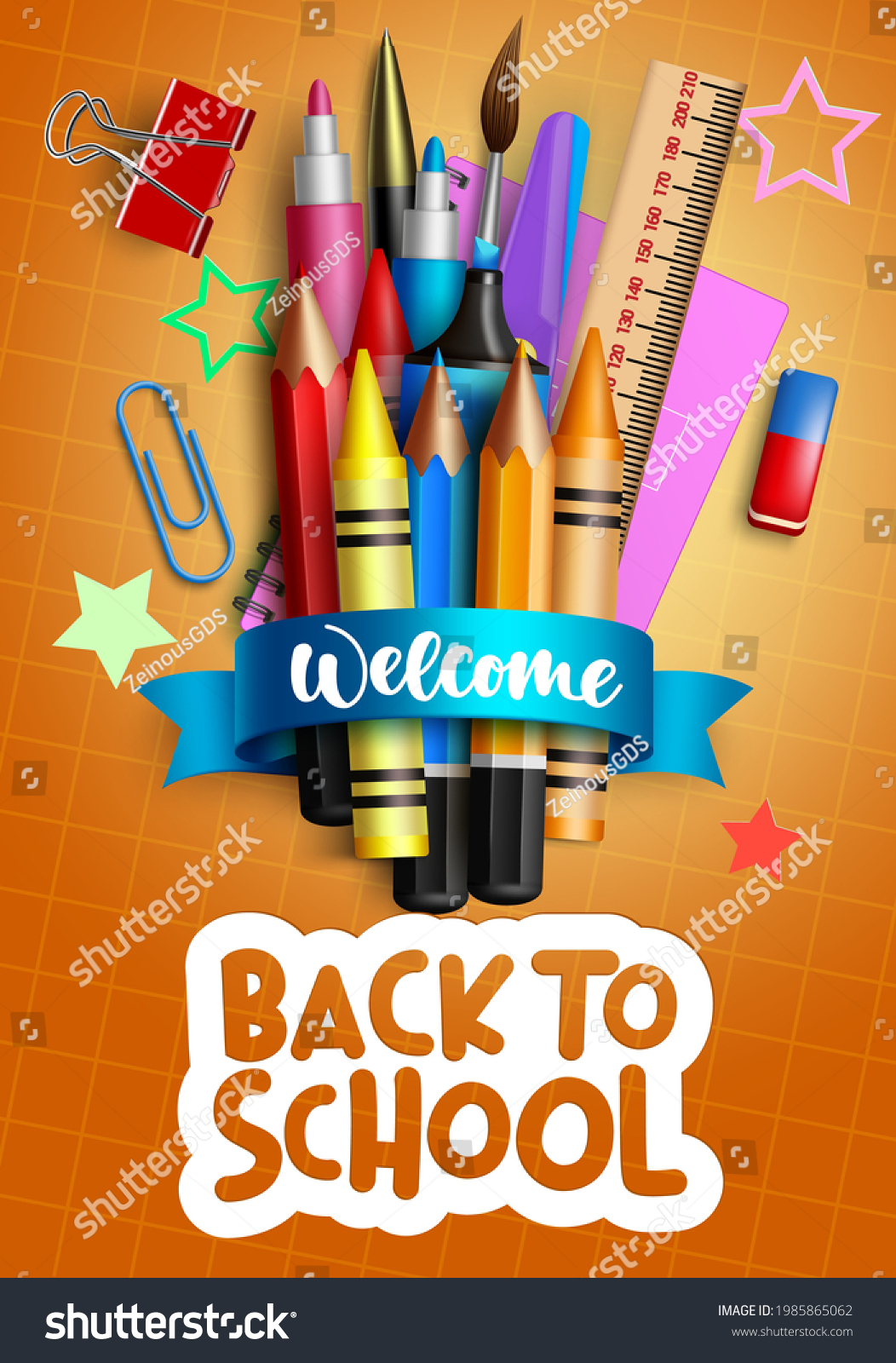 Back School Vector Poster Design Welcome Stock Vector (Royalty Free