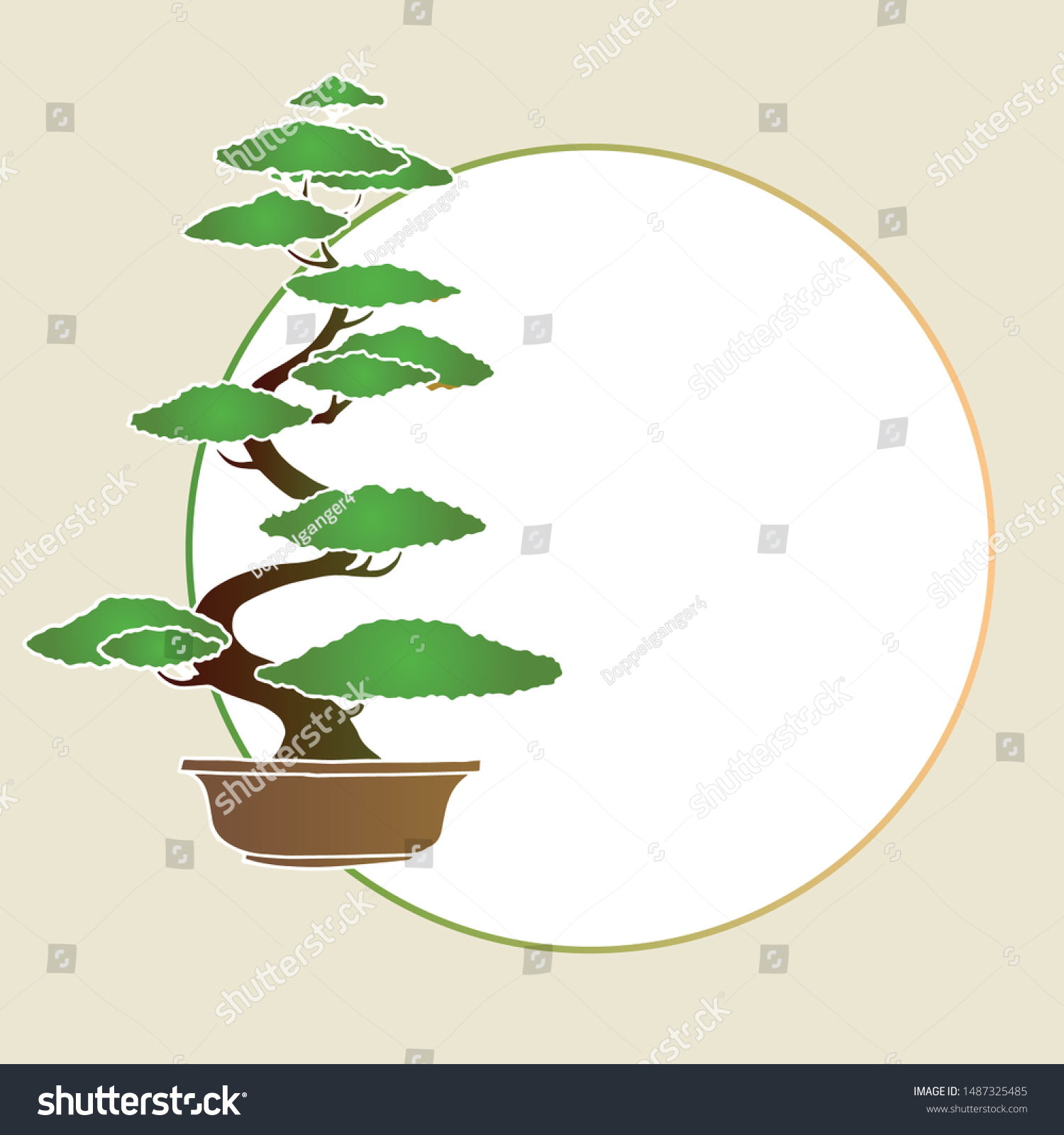 Background Design Bonsai Tree Frameplace Textisolate Stock Vector ...