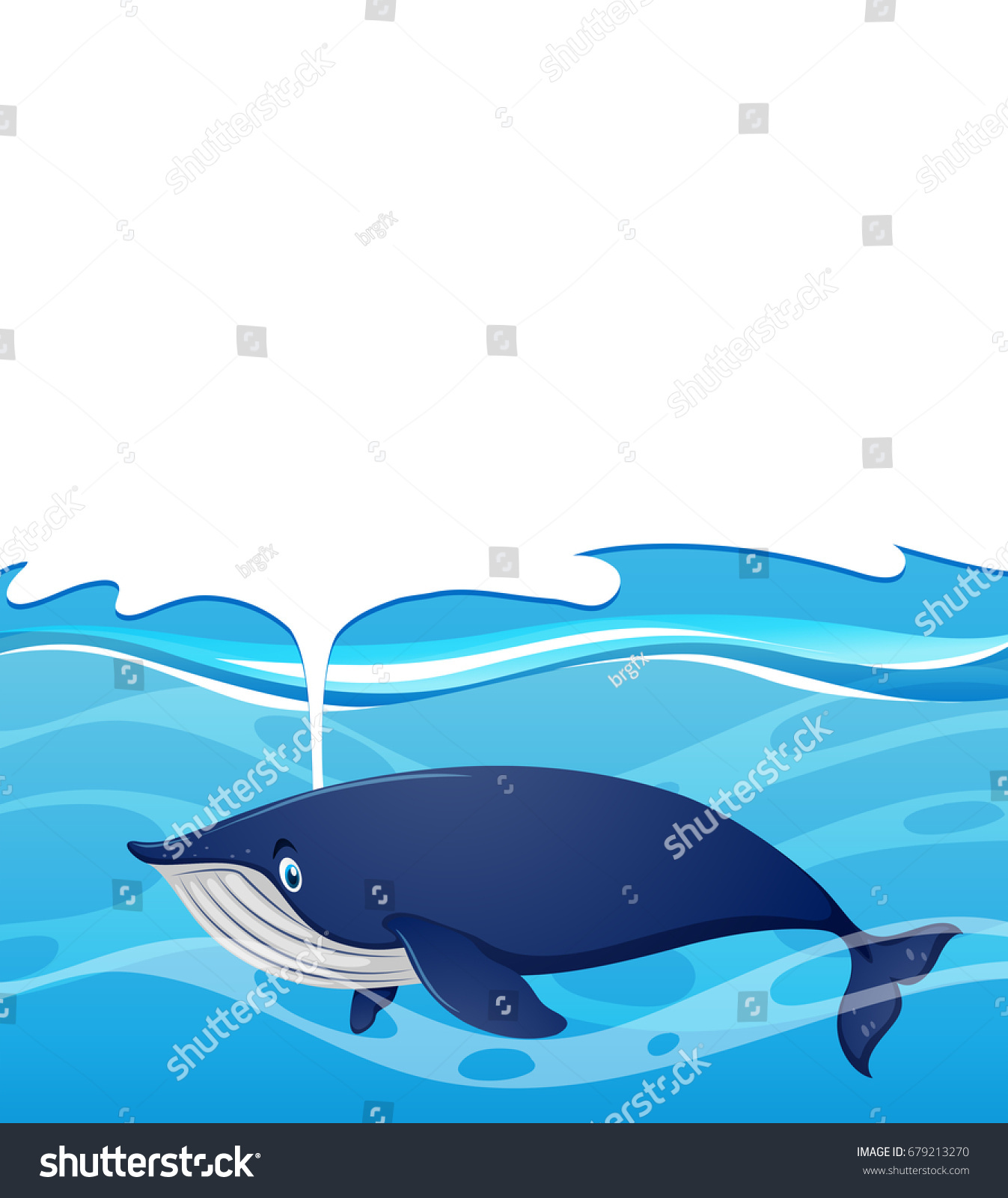 Background Design Whale Splashing Water Illustration 库存矢量图（免版税 ...