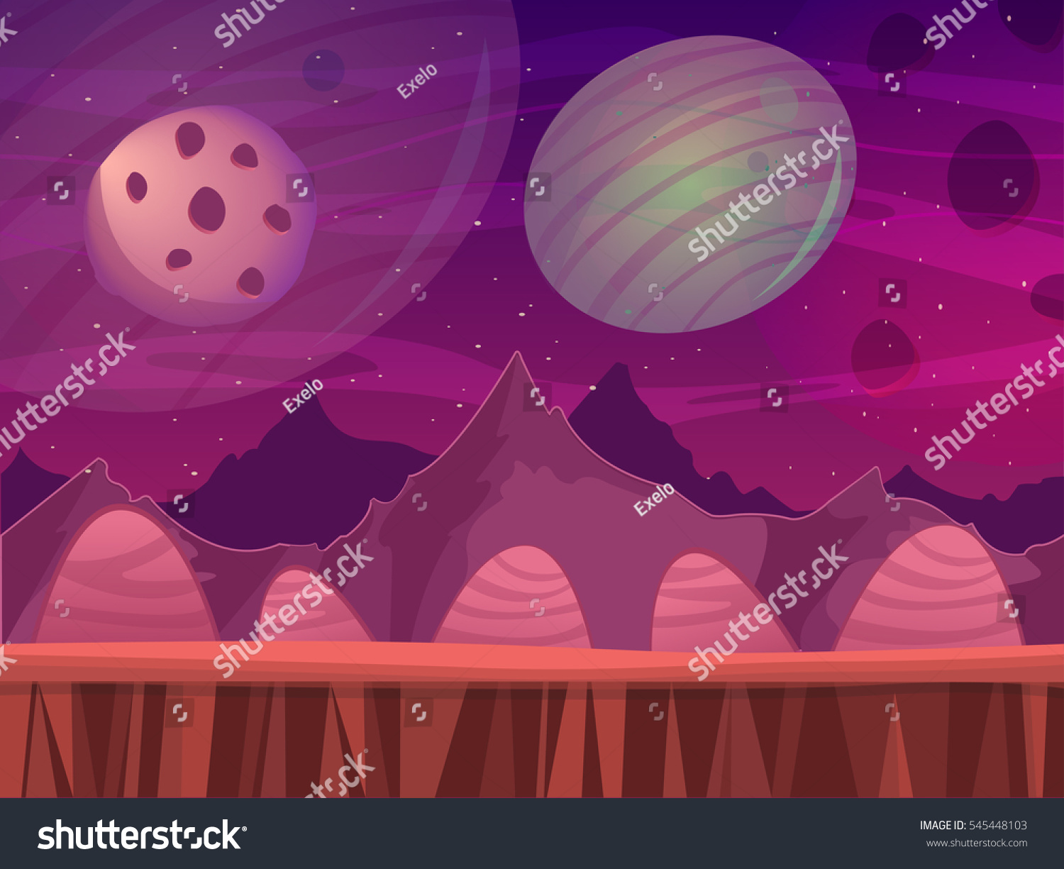 Background Game Application Alien Planet Perfect Stock Vector