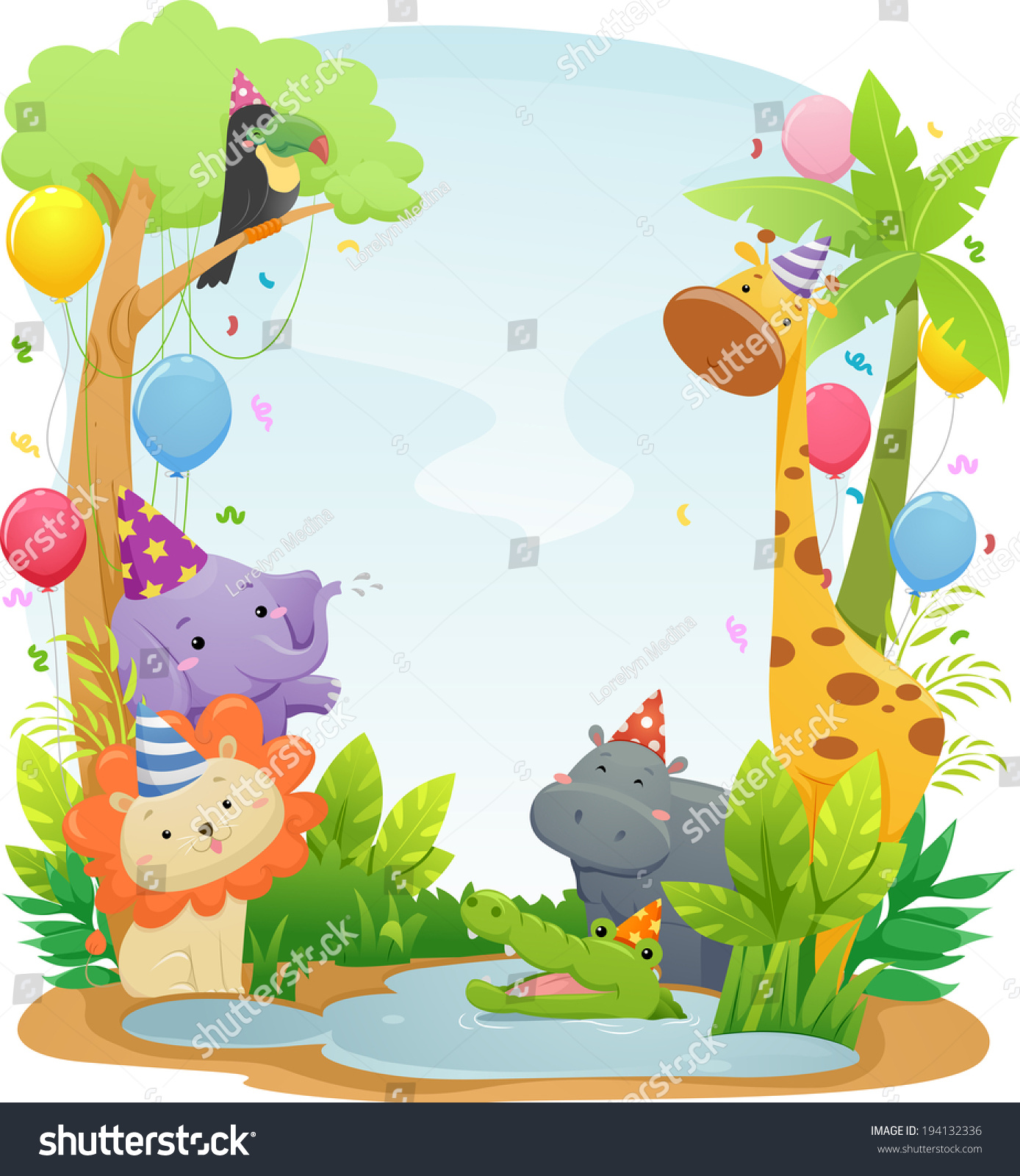 Download Background Illustration Featuring Cute Safari Animals ...