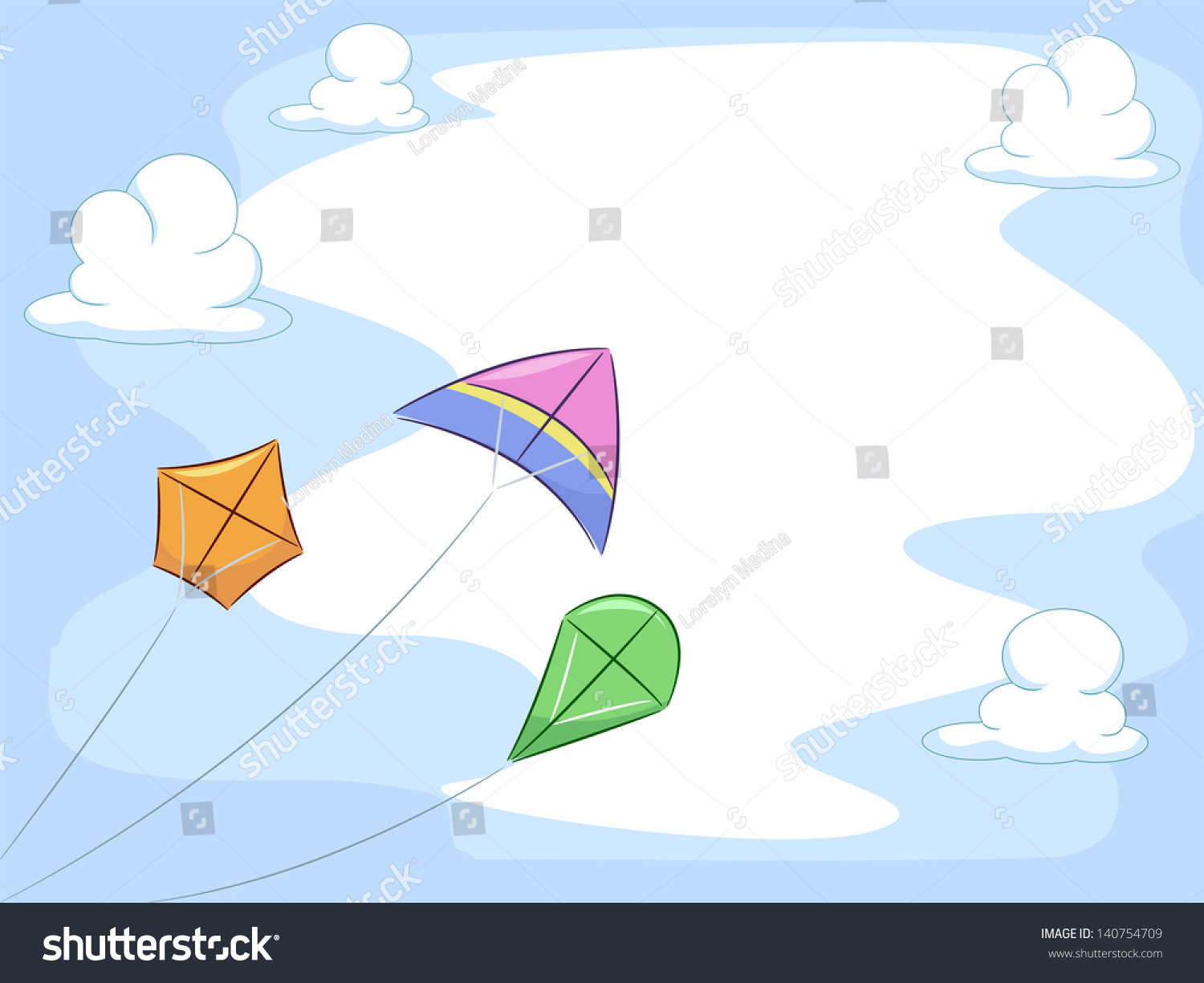 Background Illustration Flying Kites Stock Vector 140754709 - Shutterstock