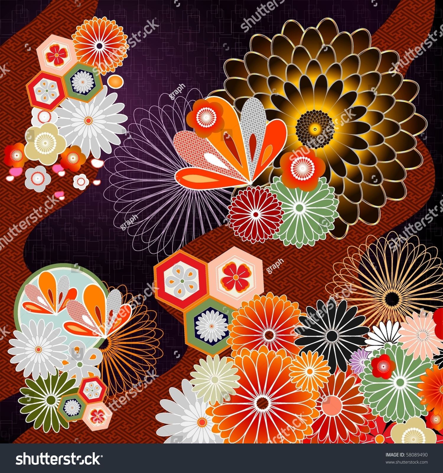 「Background Illustration Japanese Pattern」のベクター画像素材（ロイヤリティフリー） 58089490