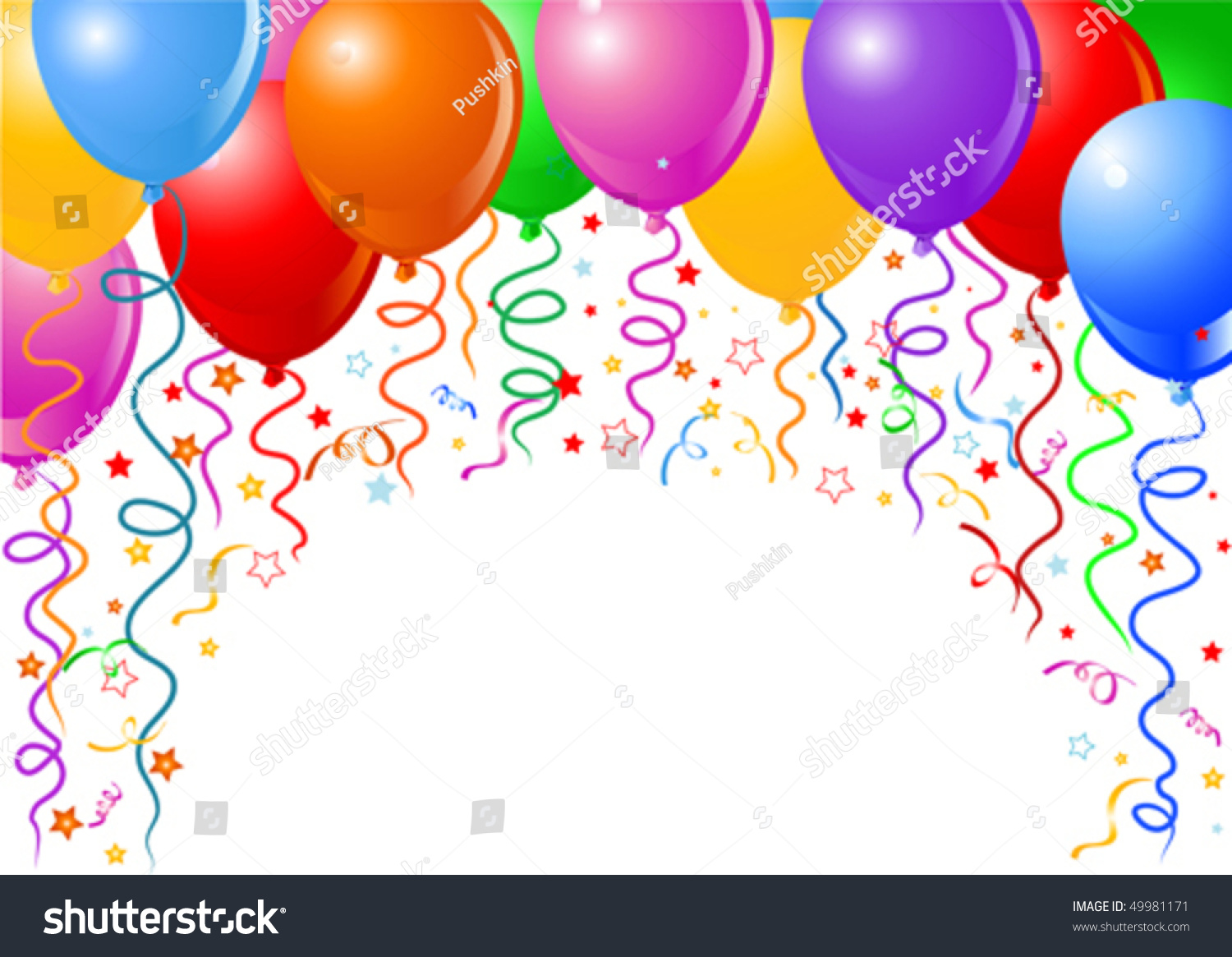 Background Balloons Confetti Falling Streamers Stock Vector 49981171 ...