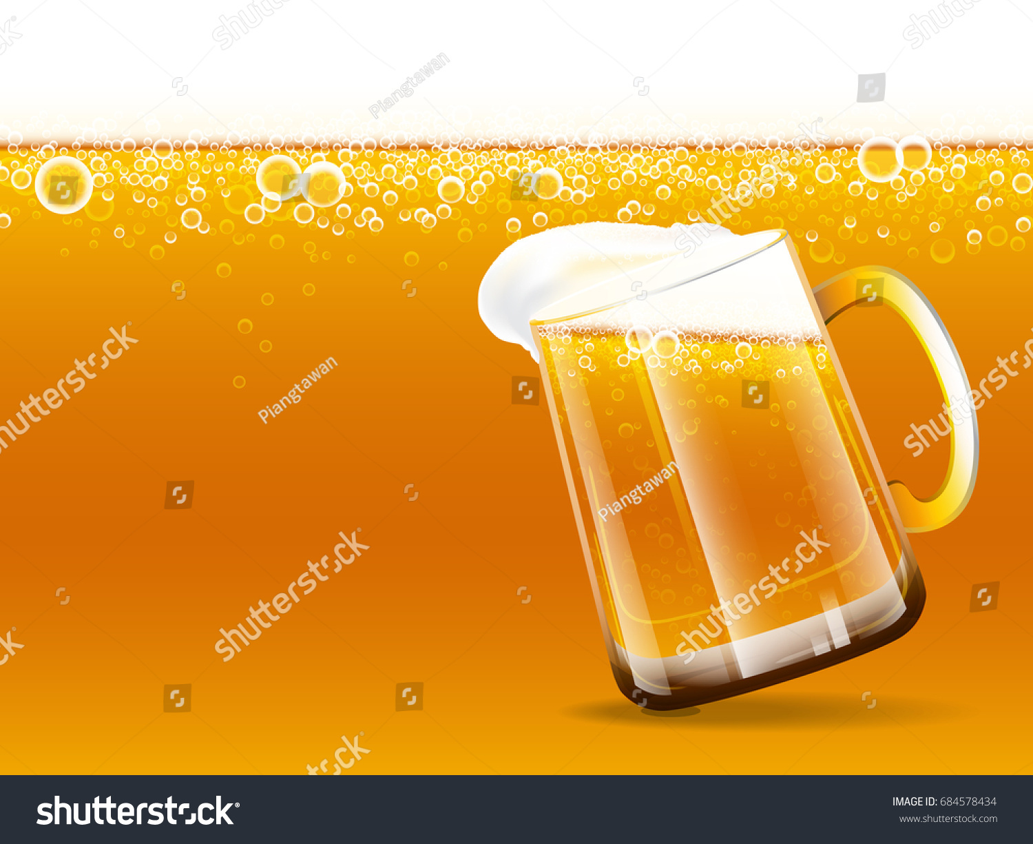 ビールと泡のあるオーバーフロービールの背景 ベクターイラスト のベクター画像素材 ロイヤリティフリー