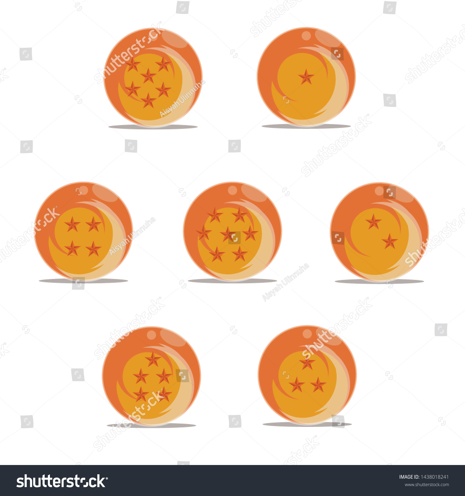 Background 7 Dragon Balls Childhood Memory Stock Vector Royalty Free