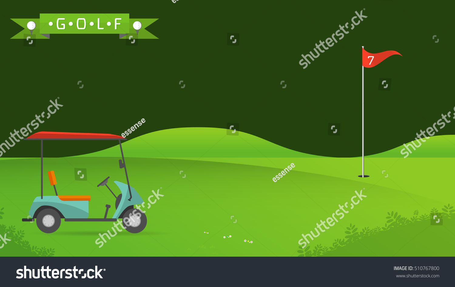 Background Golf Field Beautiful Landscapegolf Hole Stock Vector