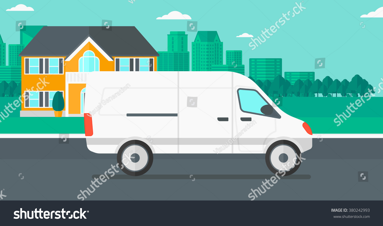 Background City Delivery Truck Stock Vector (royalty Free) 380242993