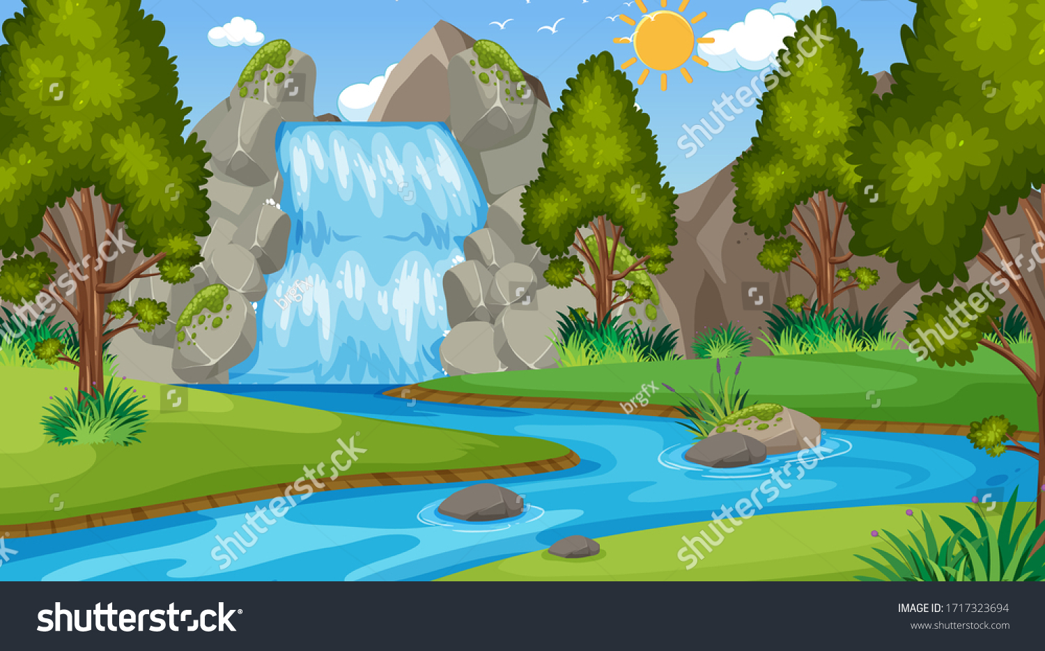 Background Scene Many Trees Park Illustration Stock Vector (Royalty ...