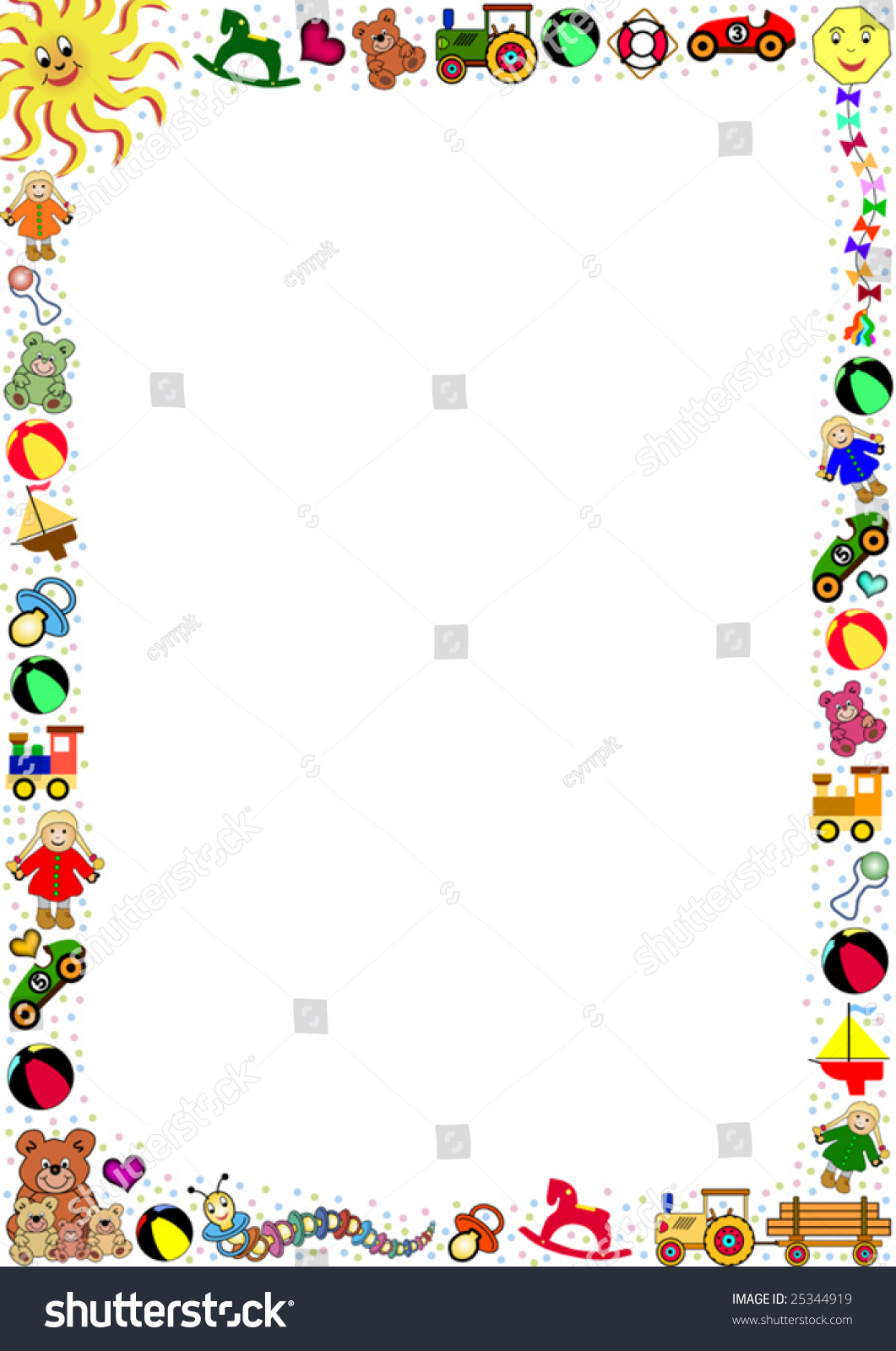 Background Colorful Border Out Toys Designed Stock Vector (royalty Free 