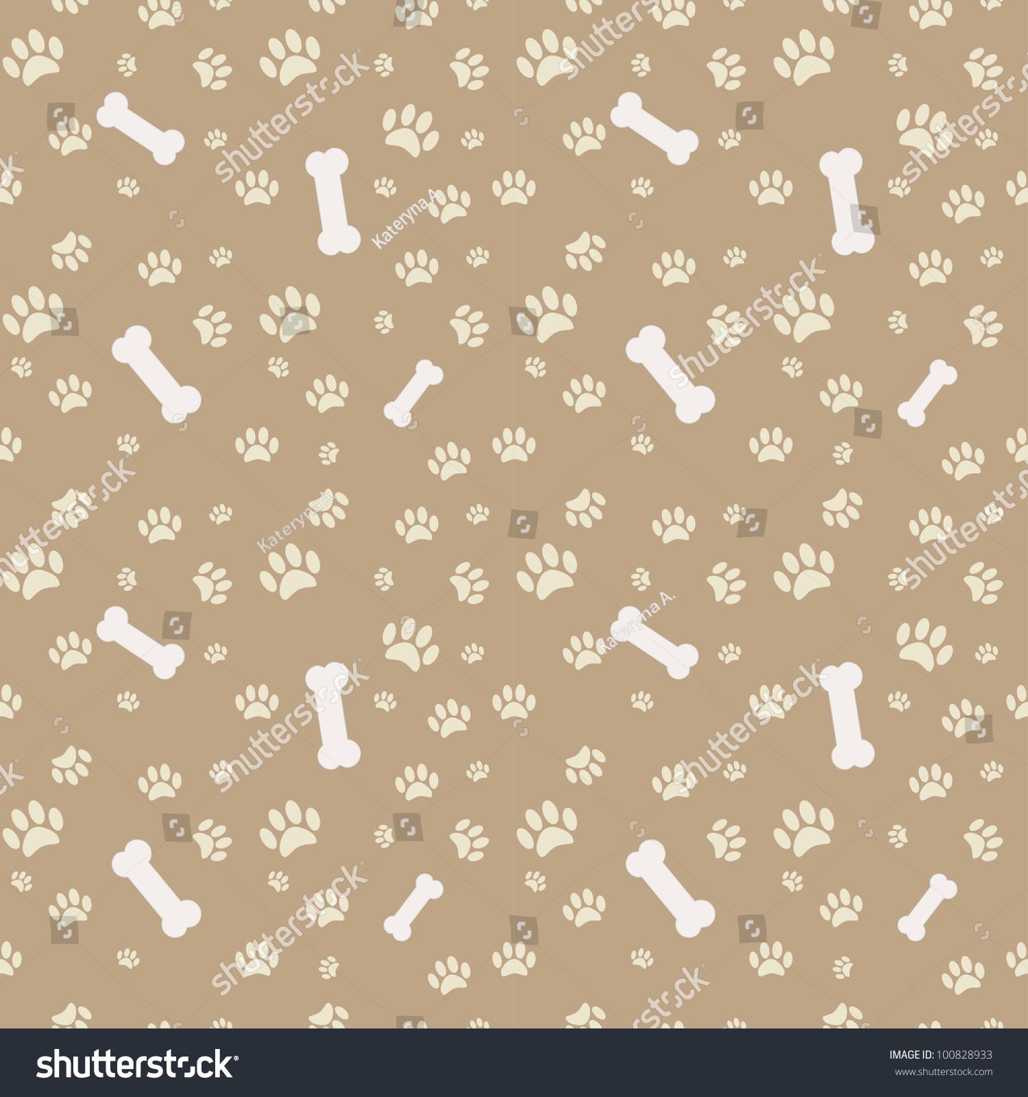 Background Dog Paw Print Bone Stock Vector 100828933 Shutterstock