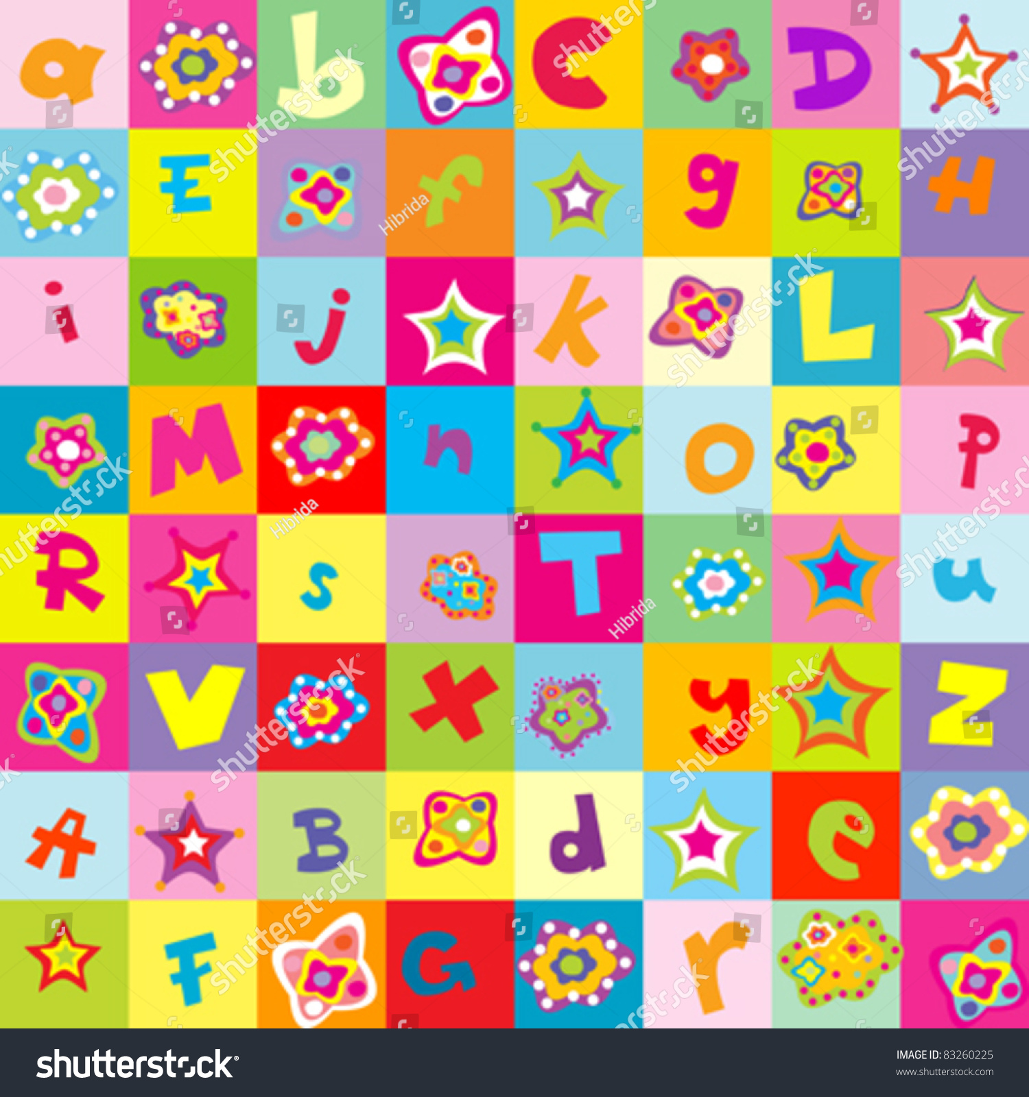 Background Letters Flowers Kindergarten Stock Vector 83260225