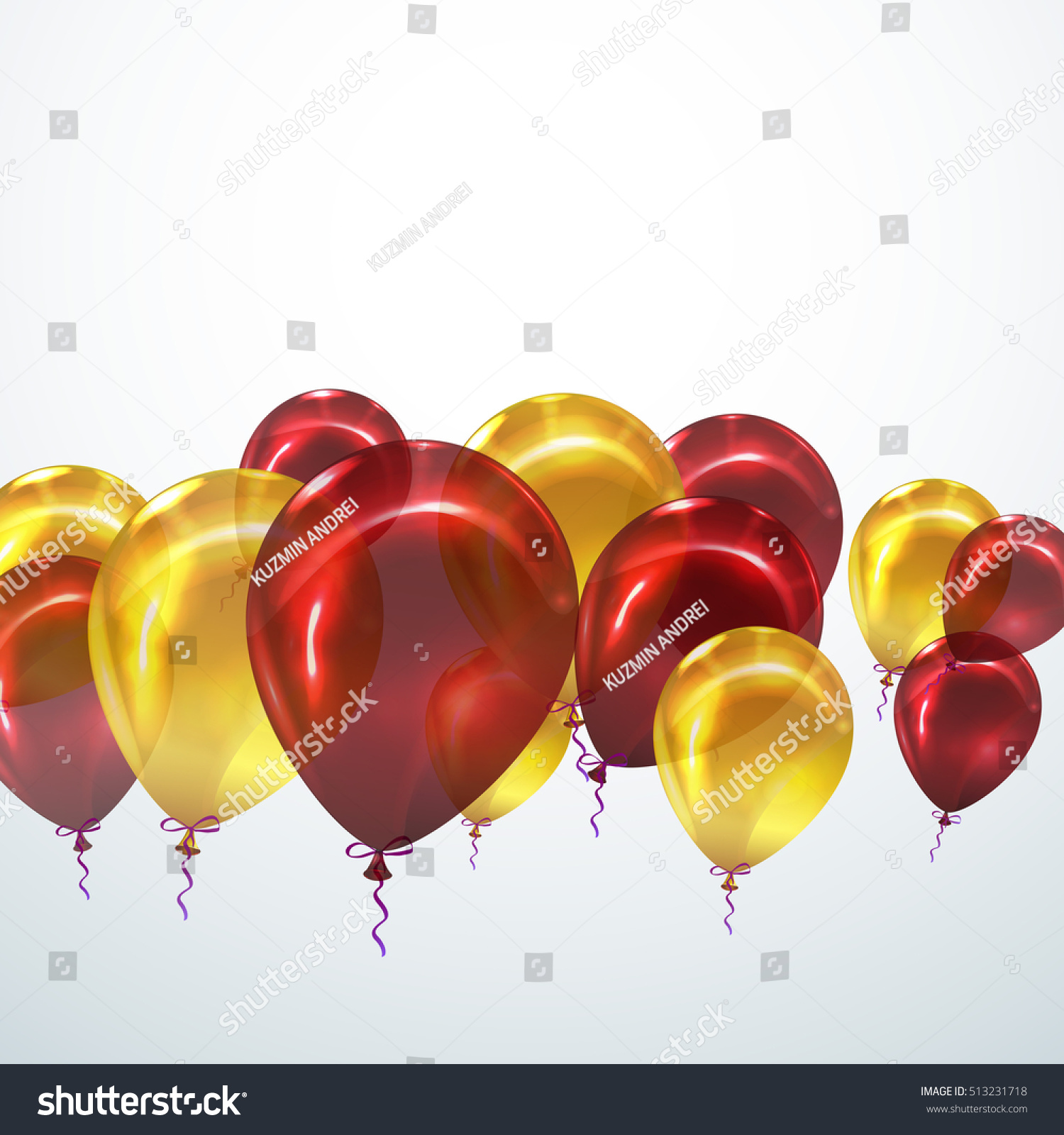 Background Red Yellow Balloons Realistic Transparent Stock Vector ...