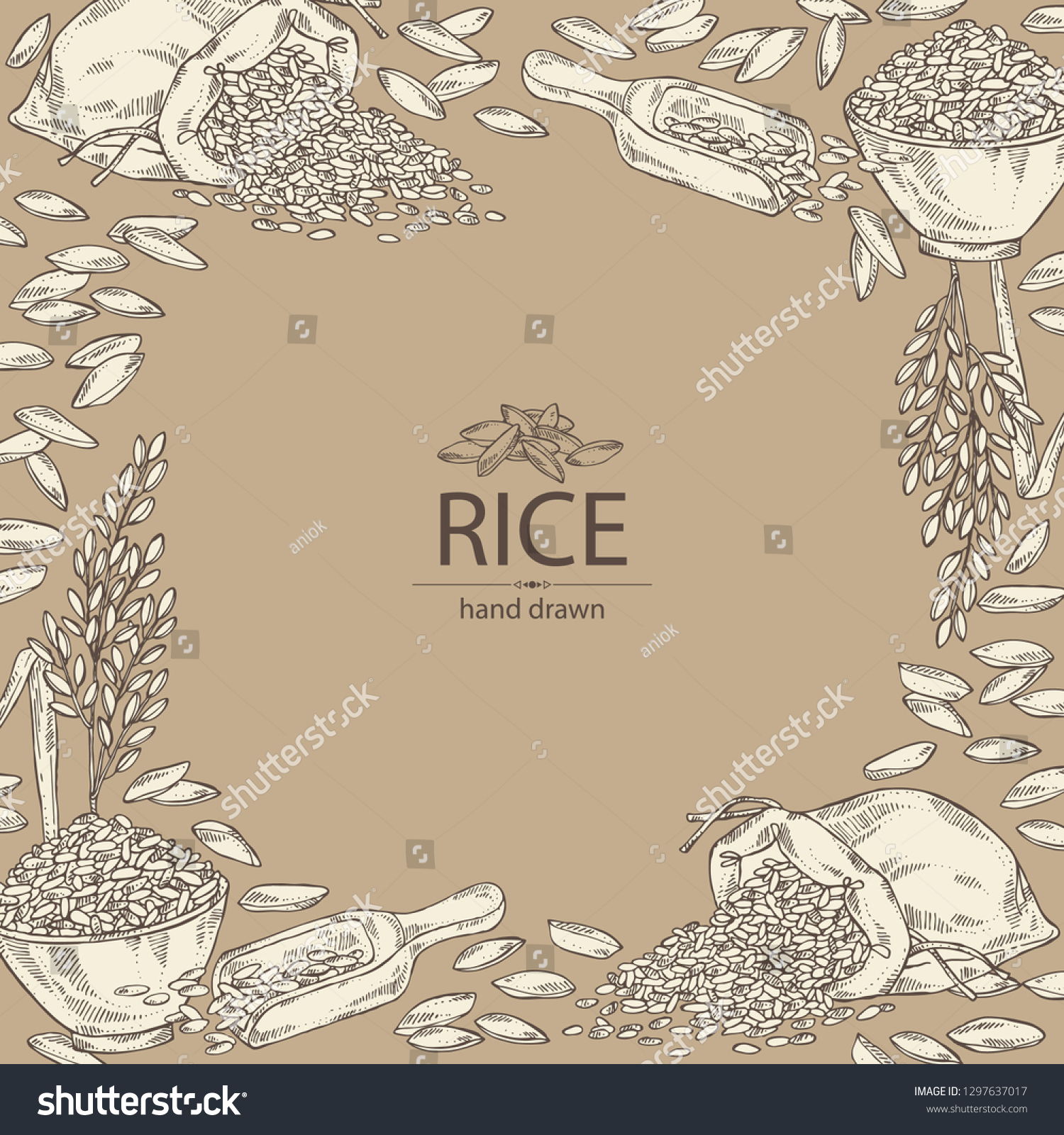 background rice plate bag rice vector stock vector royalty free 1297637017 https www shutterstock com image vector background rice plate bag vector hand 1297637017