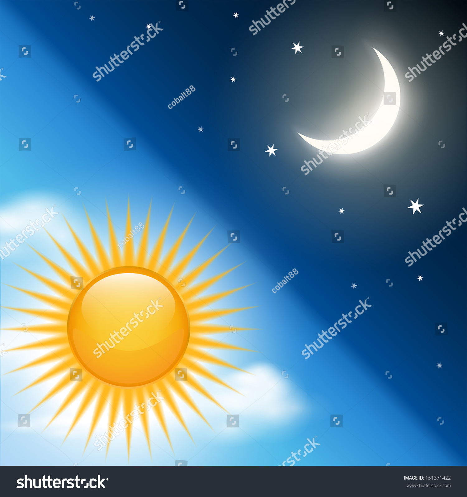 Background Vector Day Night Theme Stock Vector (Royalty Free) 151371422