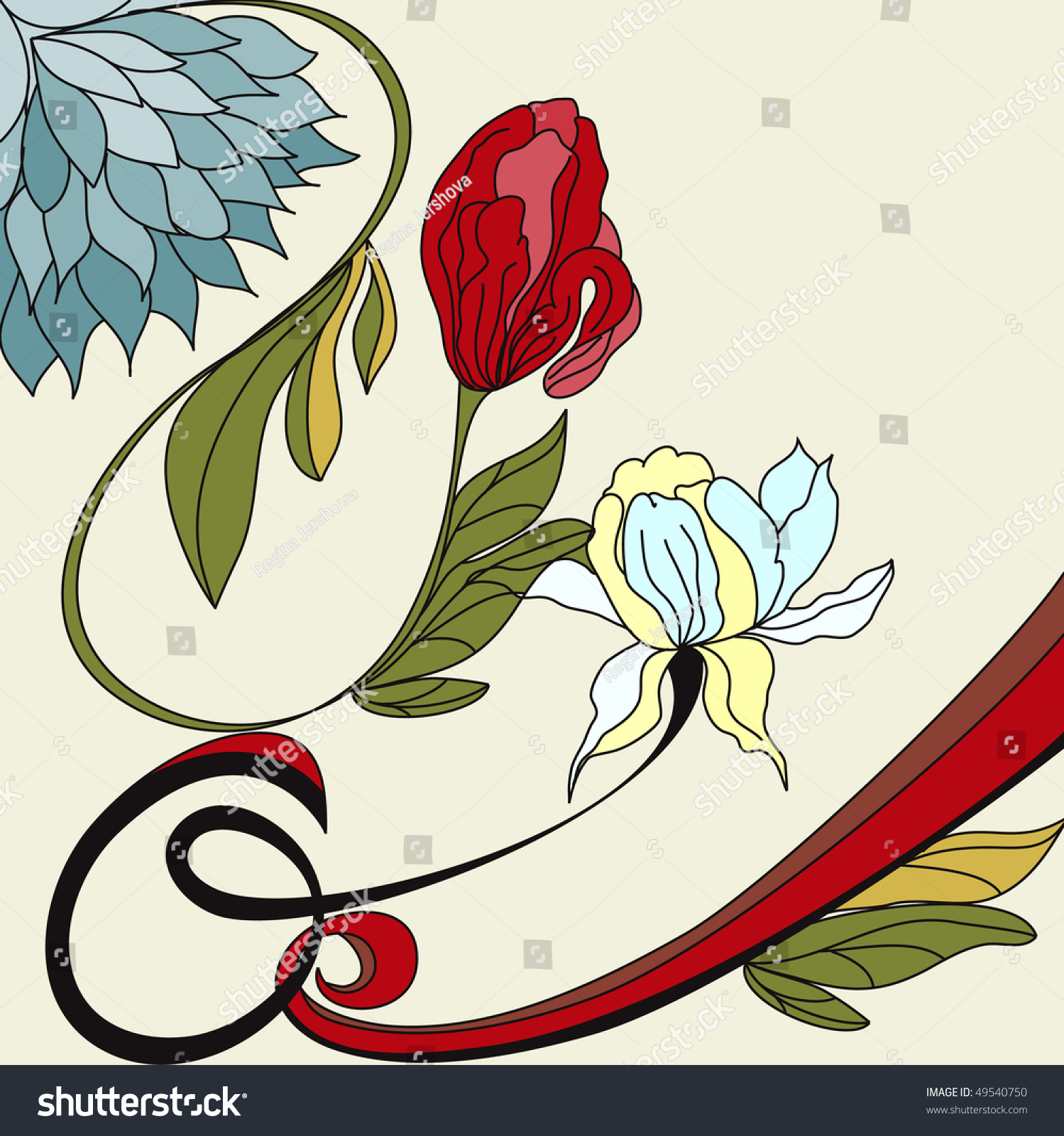 Background With Vintage Flowers Stock Vector Illustration 49540750 ...