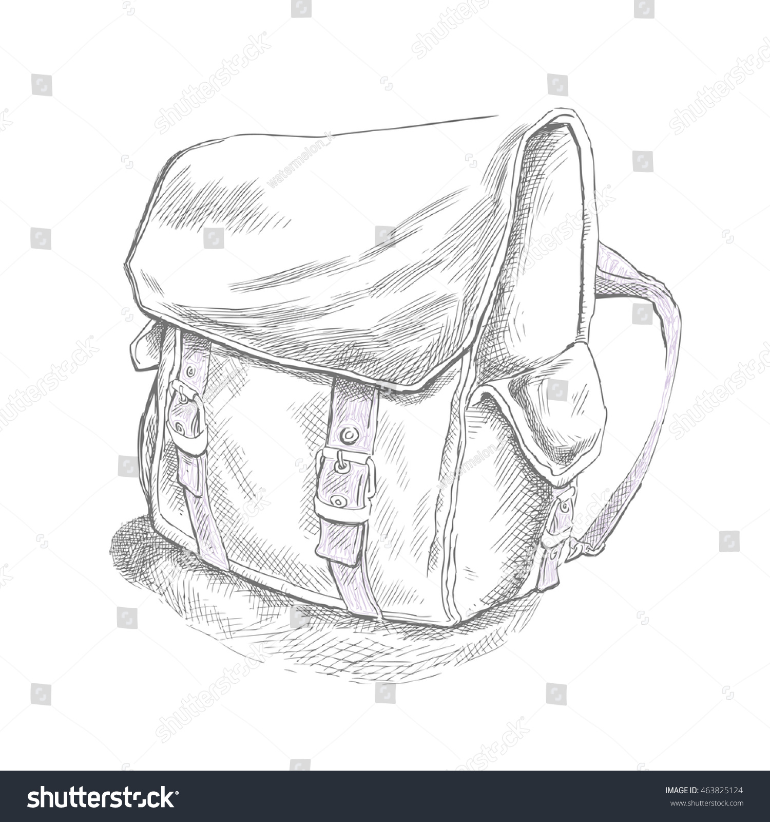 Backpack Pencil Sketch vector de stock (libre de regalías) 463825124
