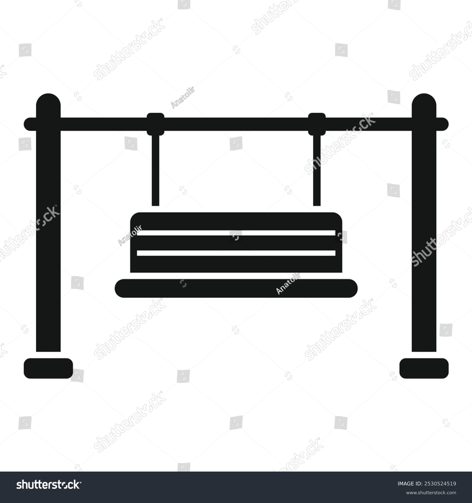 recommend clip art: Backyard wooden swing hanging on metal frame icon in simple style isolated on white background