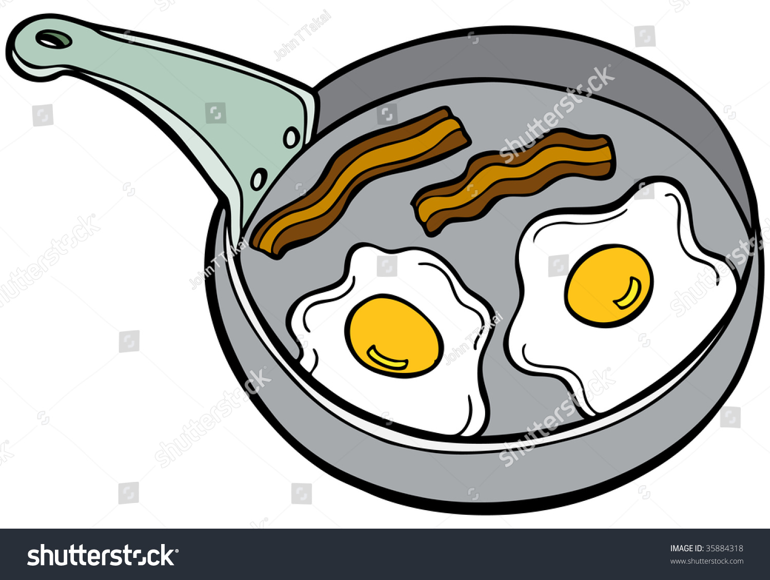 Bacon Eggs Pan Cartoon Stock Vector 35884318 Shutterstock